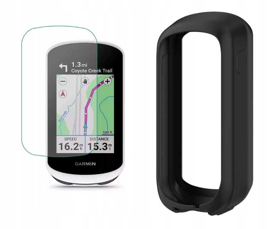 Silikoninis dėklas + GRŪDINTAS STIKLAS, skirtas GARMIN Edge Explore 2 BLACK