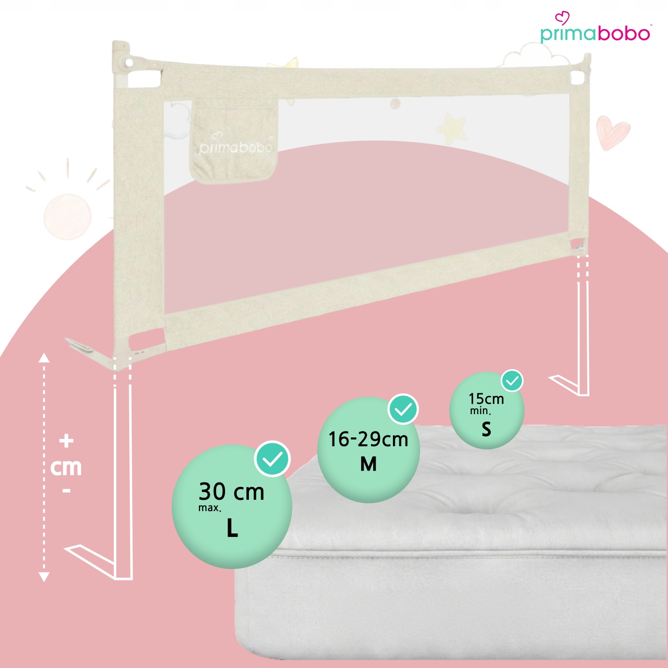 Primabobo Classic barjerina lovatėlei 200cm bež