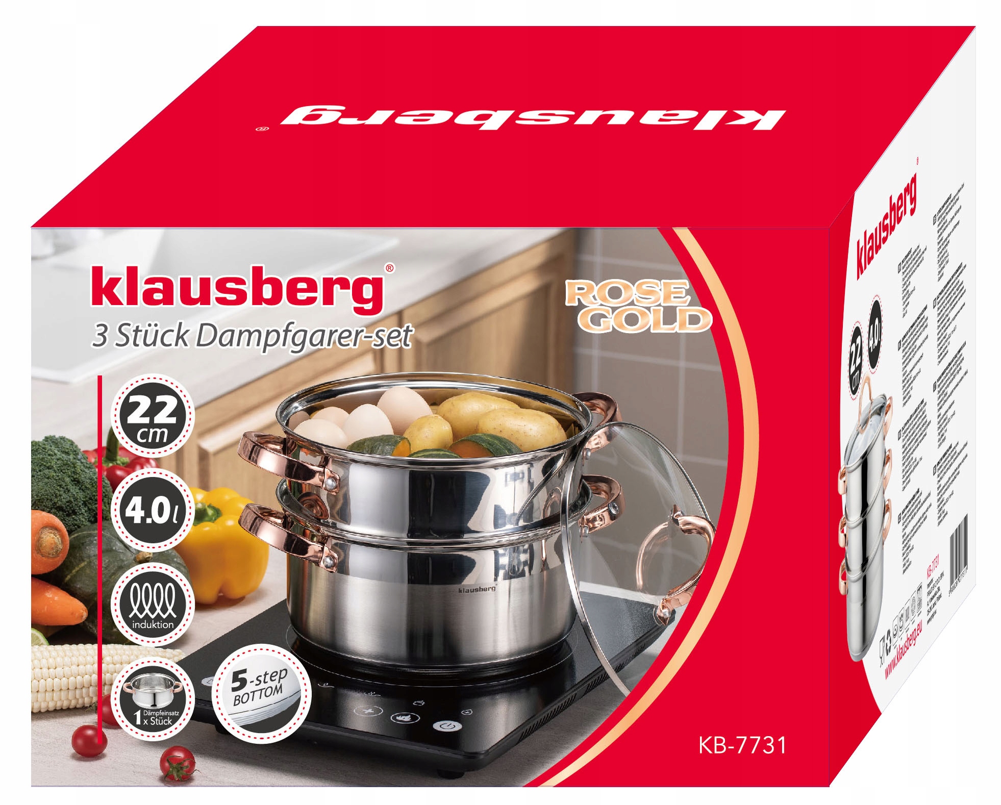 STEAMER POT 22cm indukcinis nerūdijančio plieno puodas 4L