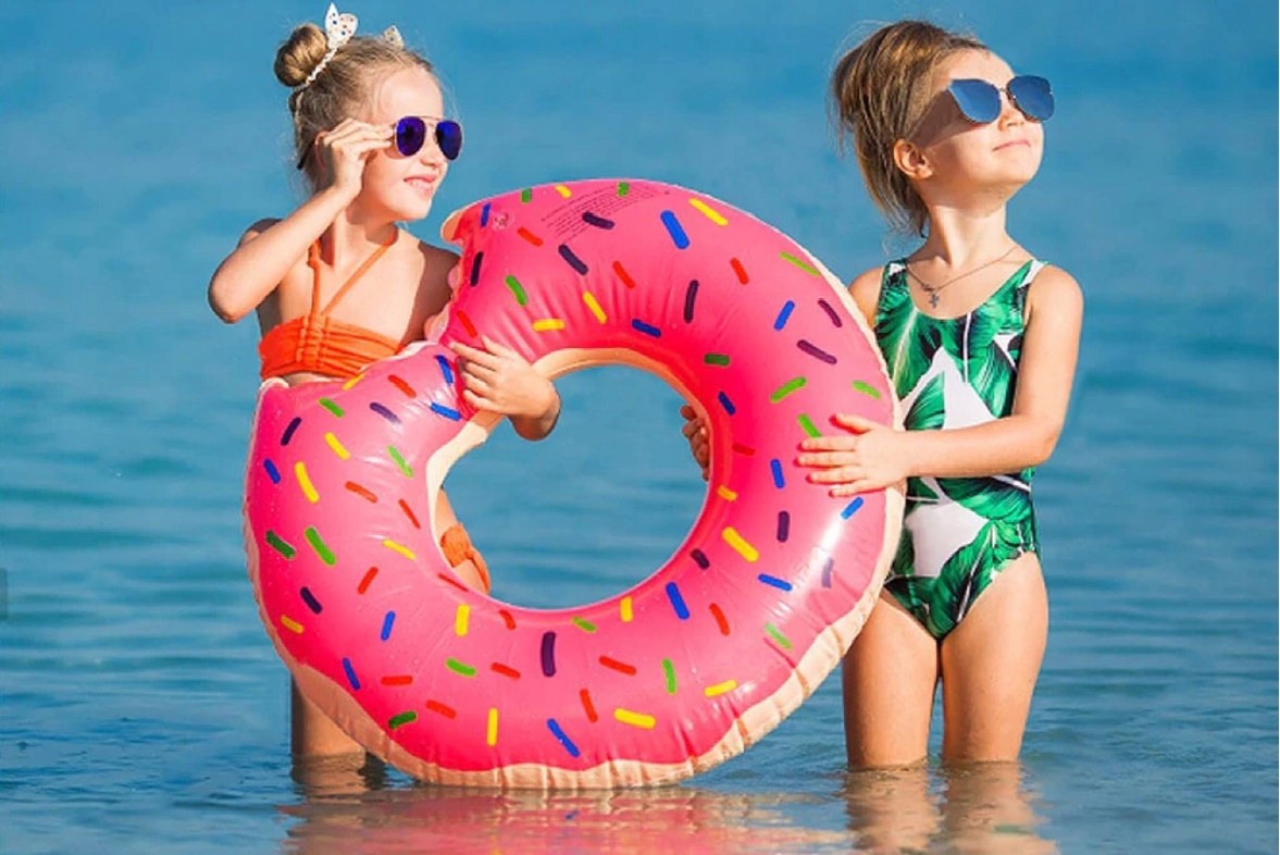 PRIPUKIMAS PAPLŪDŽIO RATAS DONUT DONUT ROŽINIS PLAUKIMO ŽIEDAS BASEINŲ PAplūdIMUI