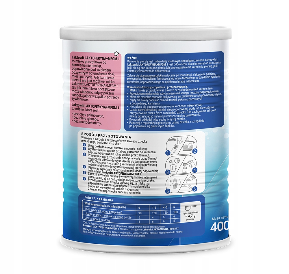 Modifikuotas pienas Laktowit 1 LACTOFERRINA + MFGM Pradinis 0-6 m 400 g