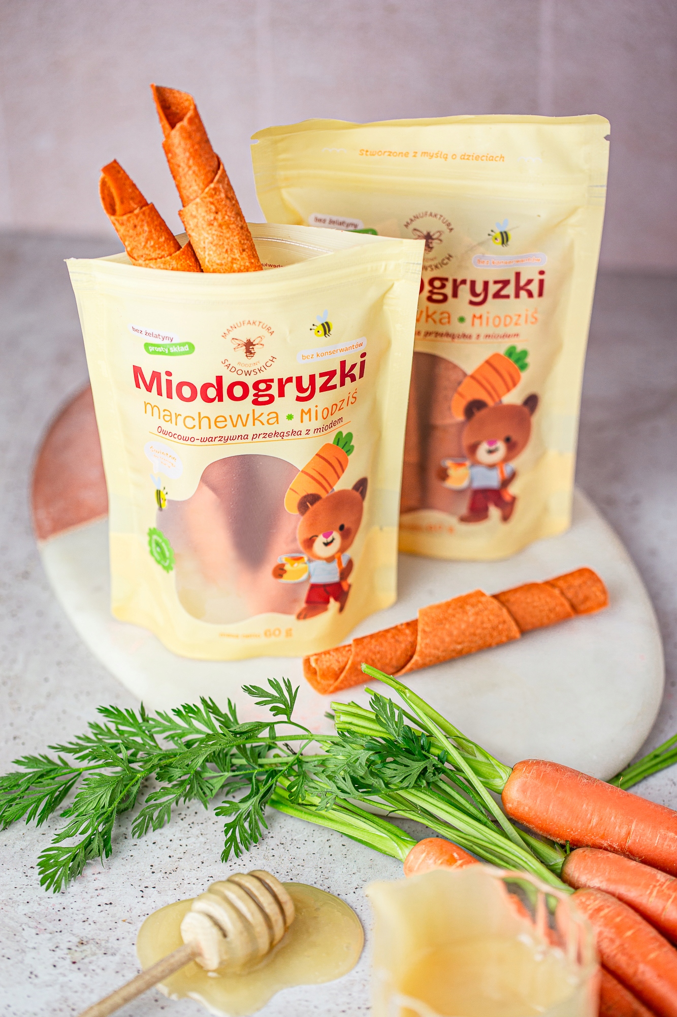 Miodogryzki morkos kramtomi sausainiai 60 g