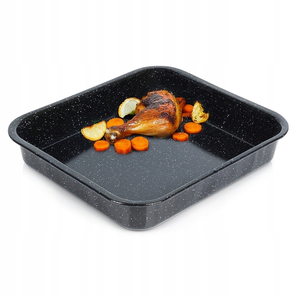 Kepimo skarda 41,5X36,5X7CM 8L JUODAS EMALINIS PLIENAS KEPIMUI