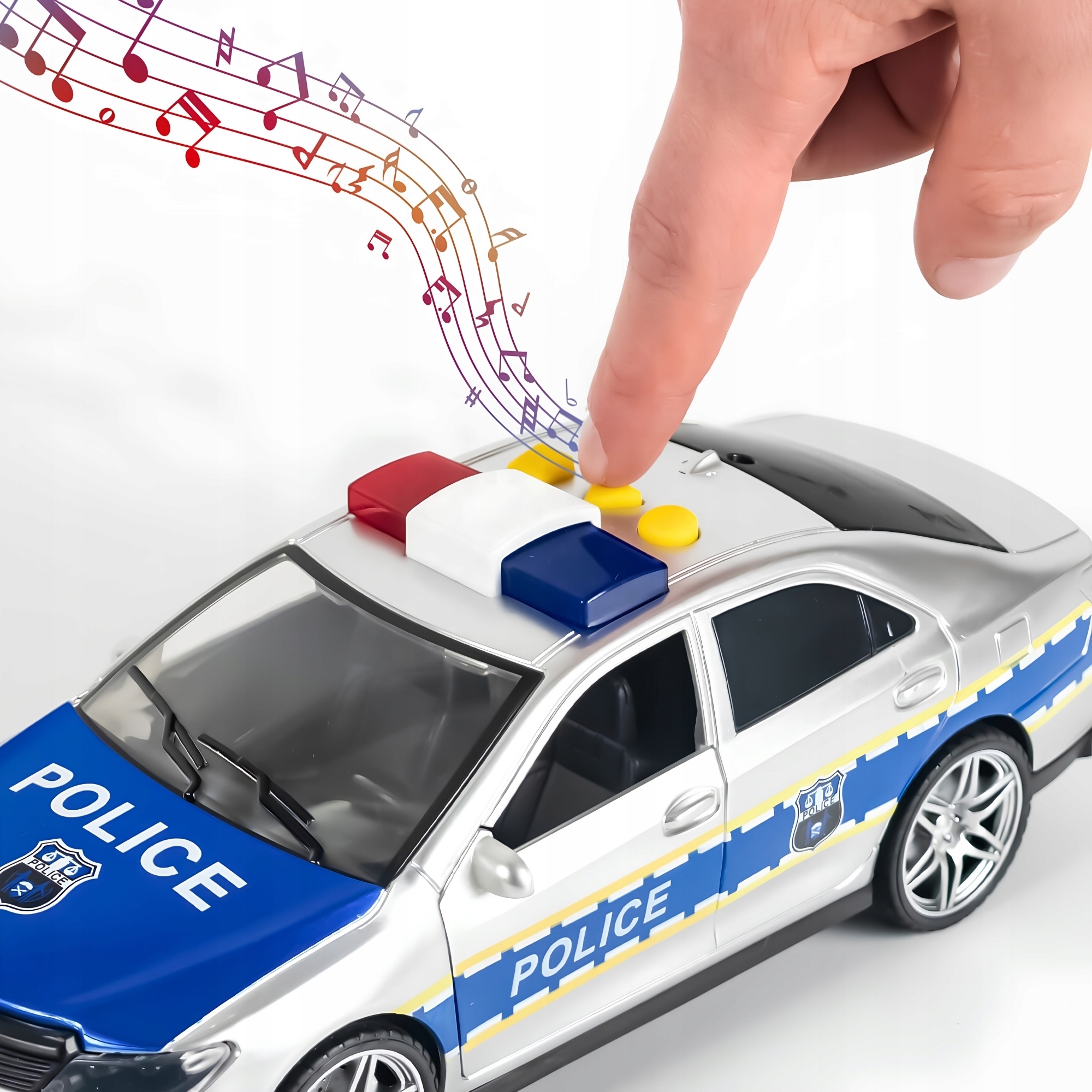 Policijos automobilis Didelis automobilis Policijos guminiai ratai su garsu ir efektais