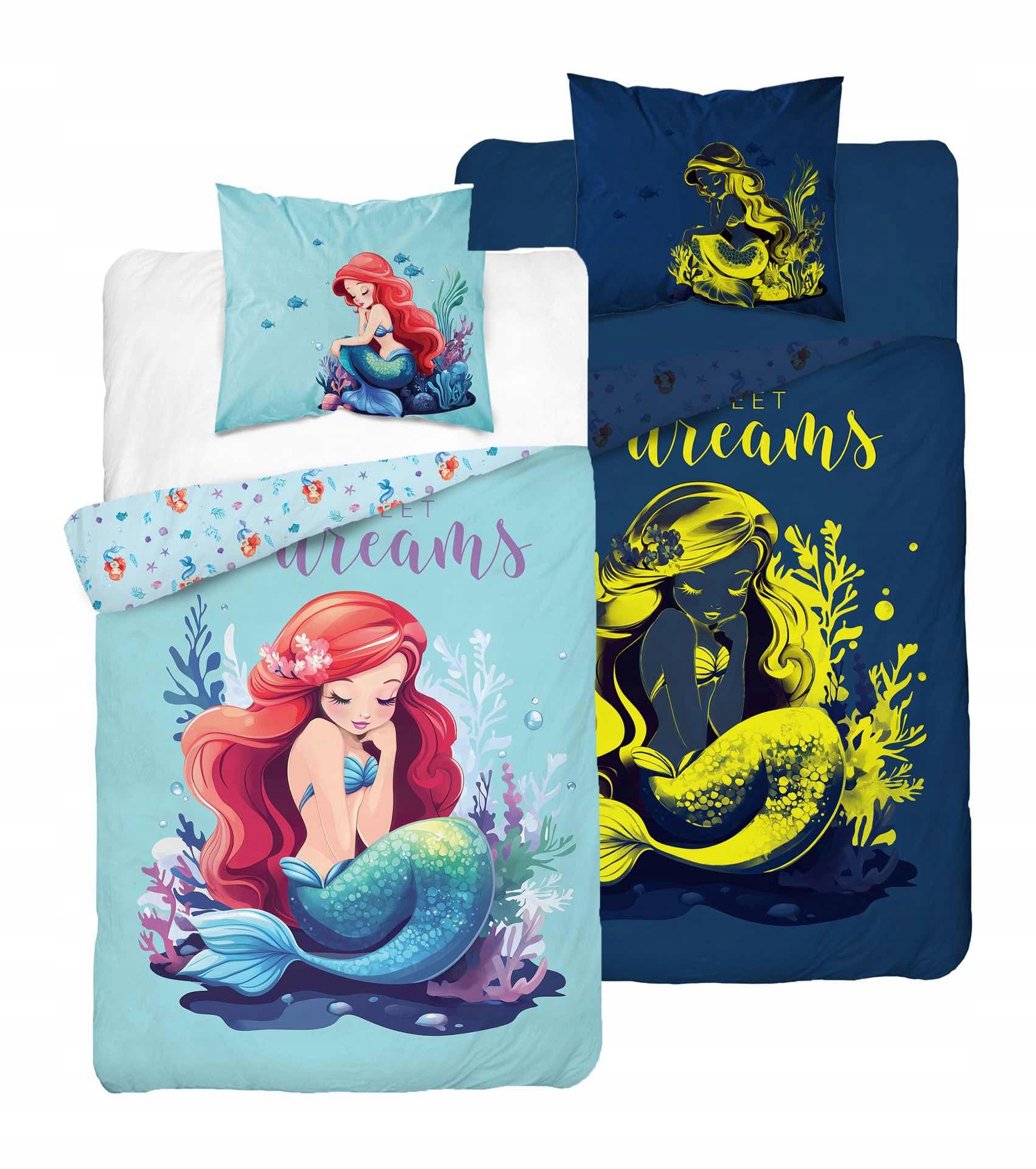 PATALYNĖ 160x200 GLOW IN THE DARK Fluo Mermaid 100% MEDVILNĖ