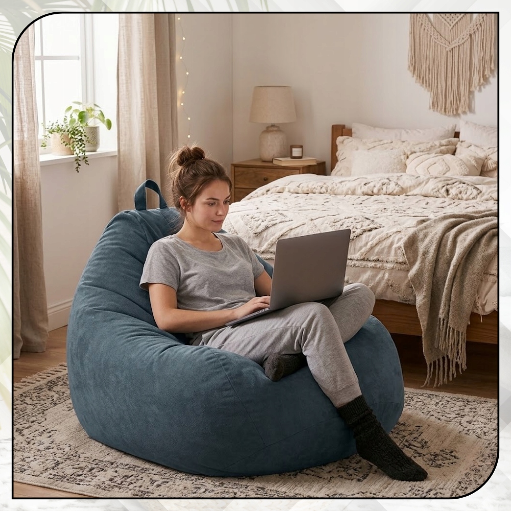 PUFA BAG XXL VELUR 120 CM MĖLYNA