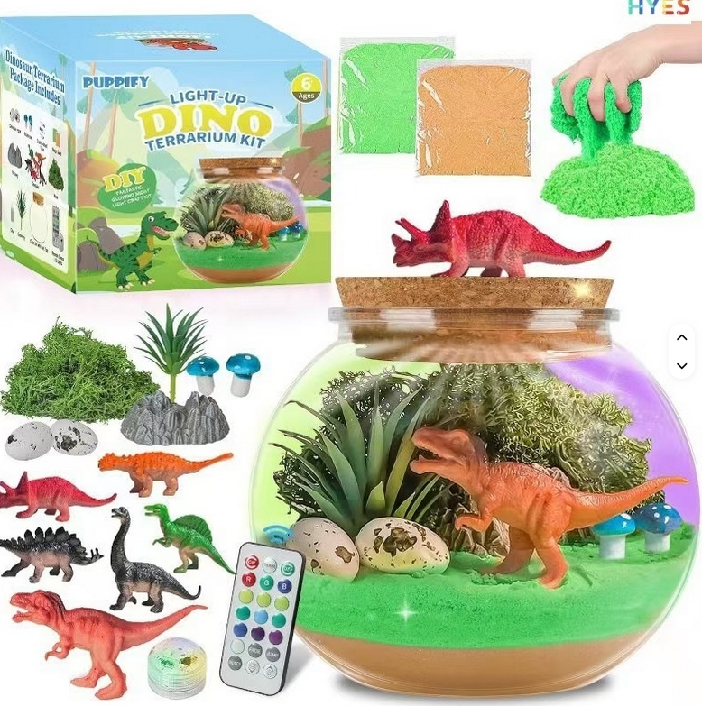 Para Toys dinozauro terariumas naktinė lempa su smėliu