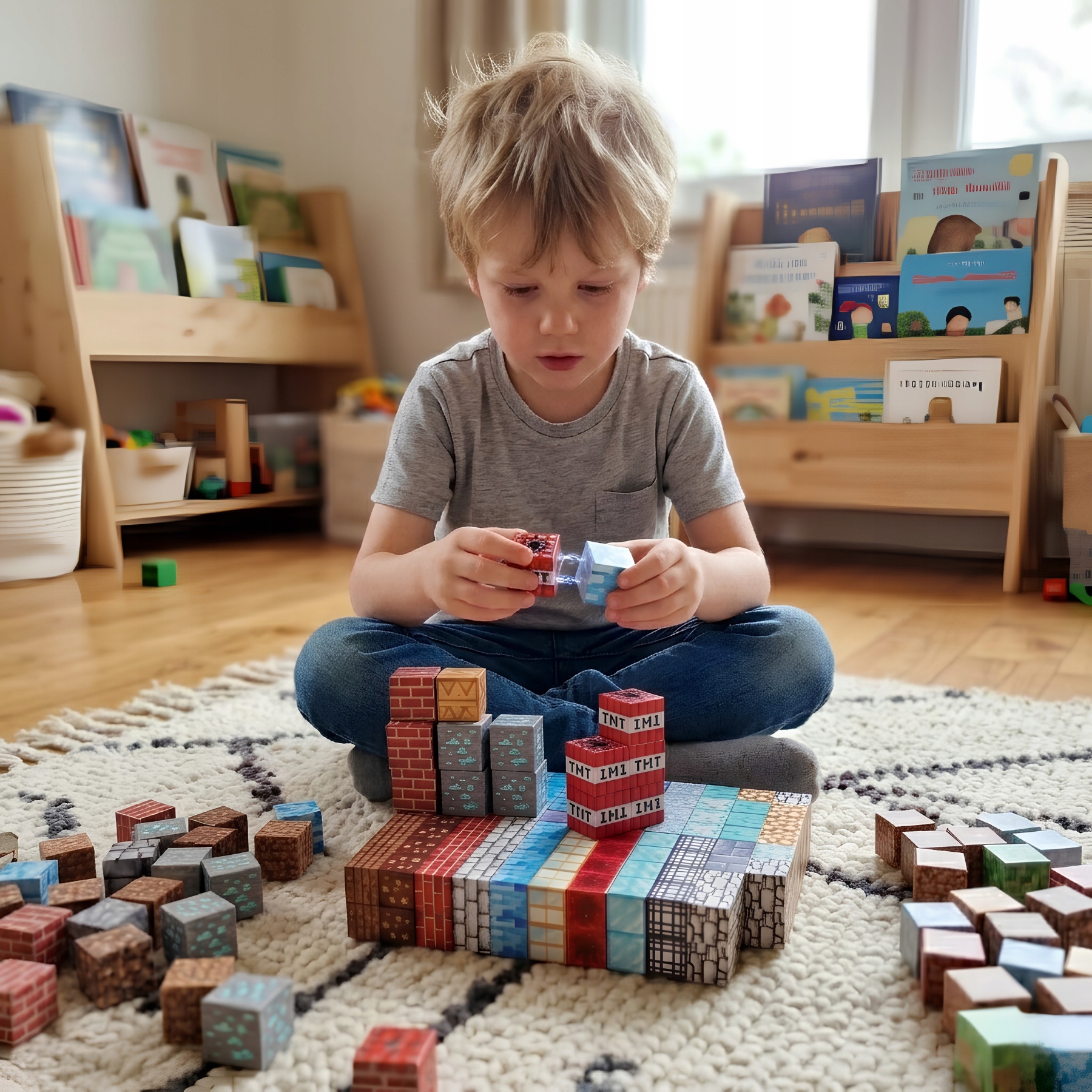 Magnetiniai statybiniai kubeliai 182 elementai su figūrėlėmis