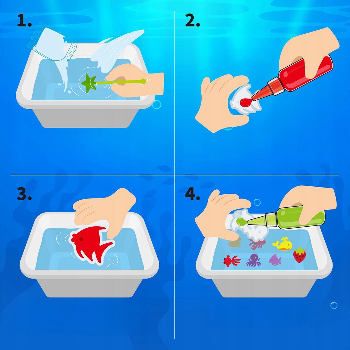 KŪRYBINIS RINKINYS MAGICAL WATER ANIMALS BOX GEL PELIETI DAŽAI