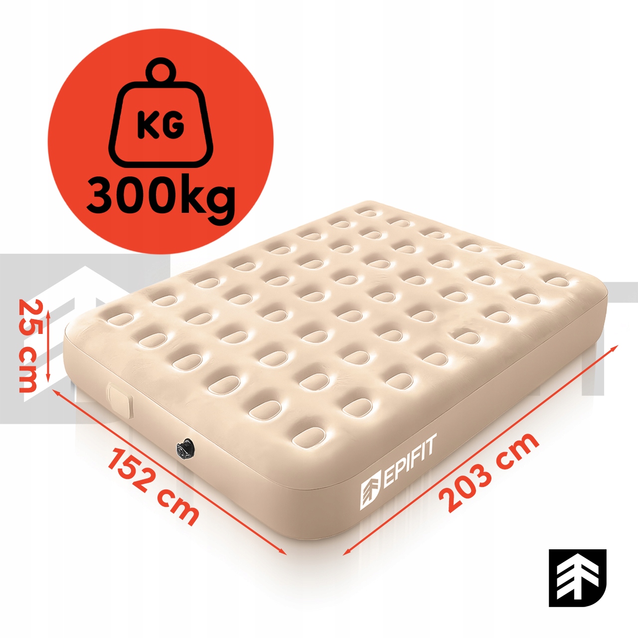 Epifit dvivietis pripučiamas matracas su USB-C pompa
