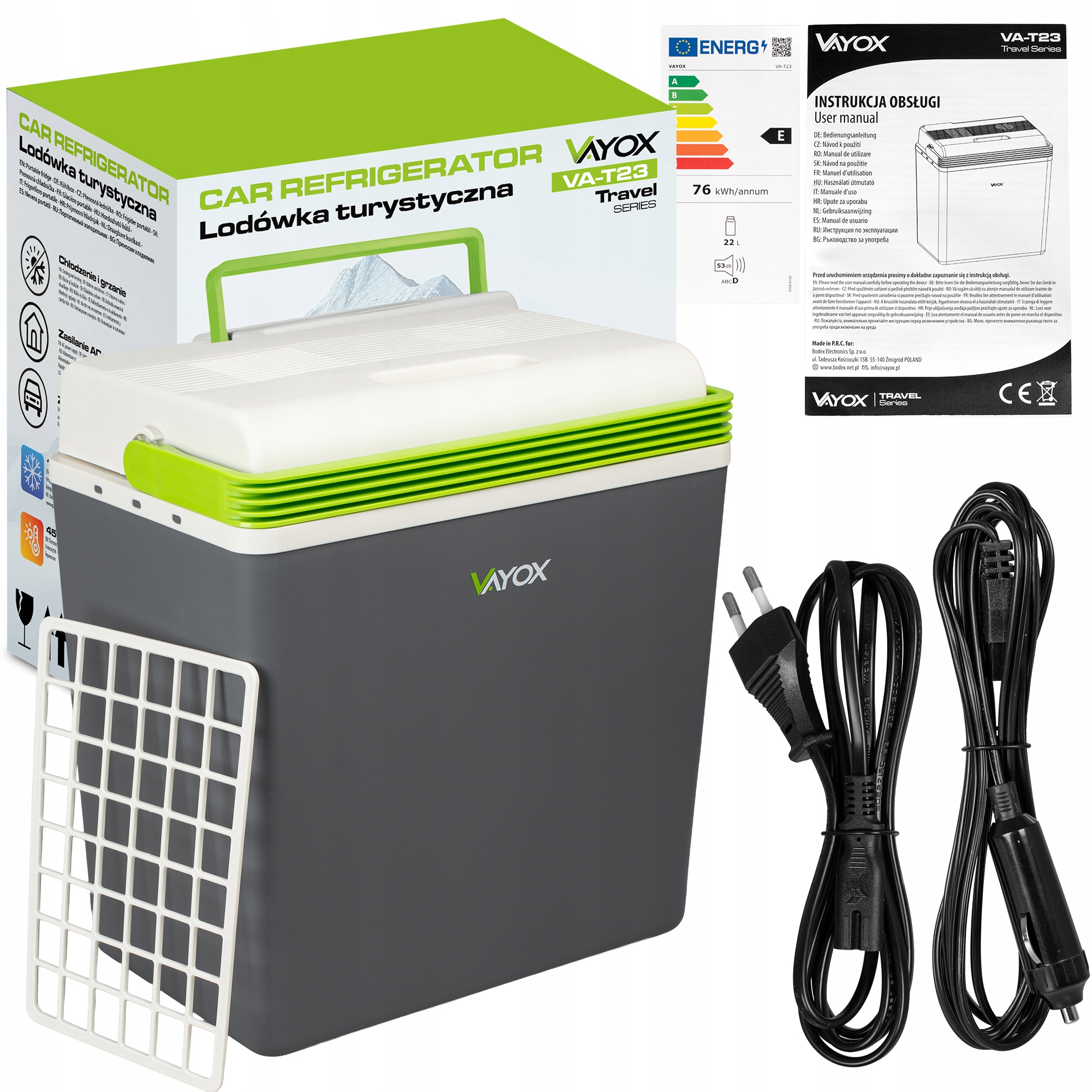 Vayox automobilinė šaldymo dėžė 12V 22L su šildymu
