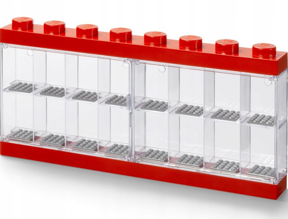 LEGO minifigūrėlių vitrinos spintelė 16 minifigūrėlių Raudona knygų spinta