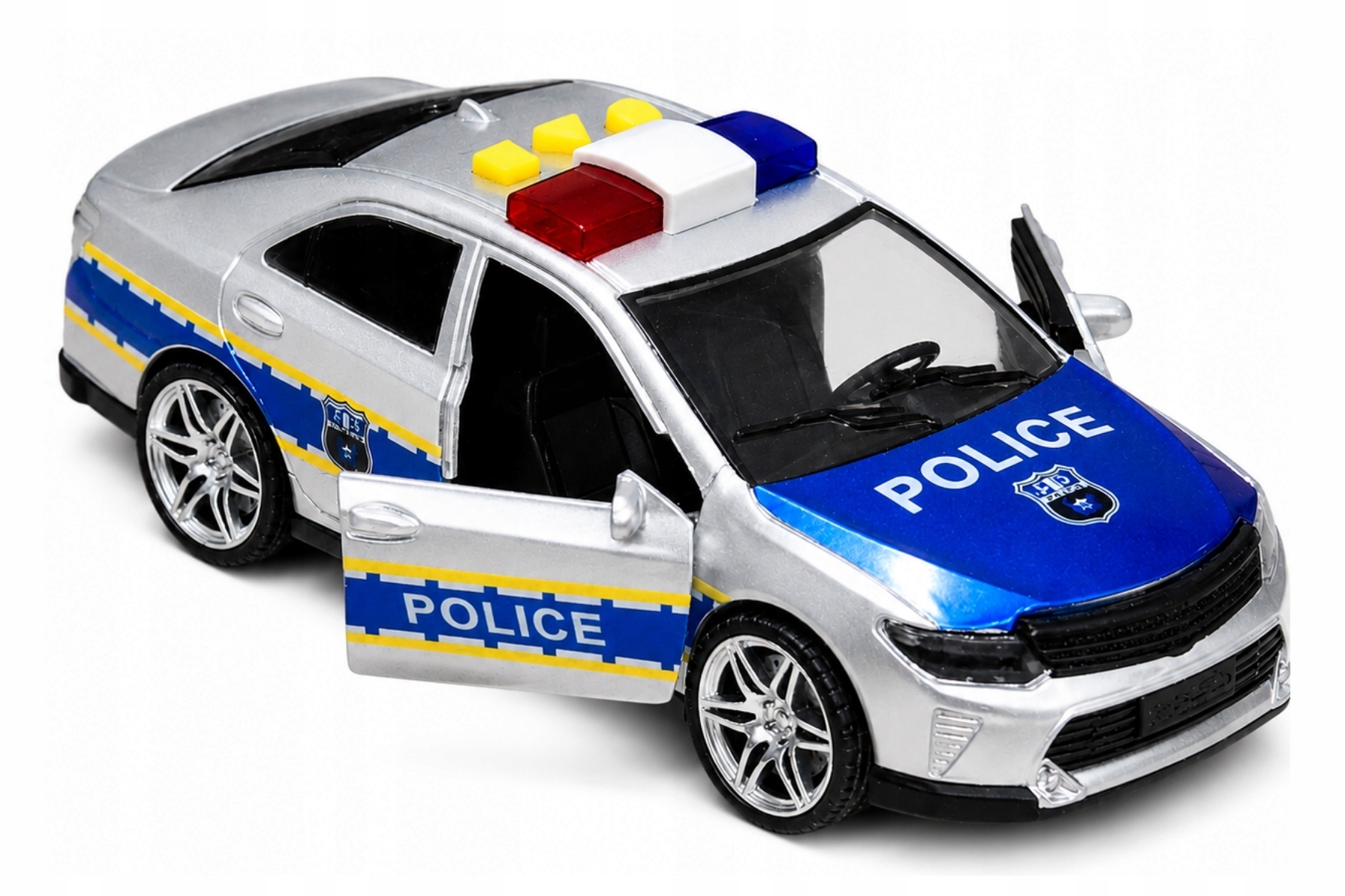 Policijos automobilis Didelis automobilis Policijos guminiai ratai su garsu ir efektais