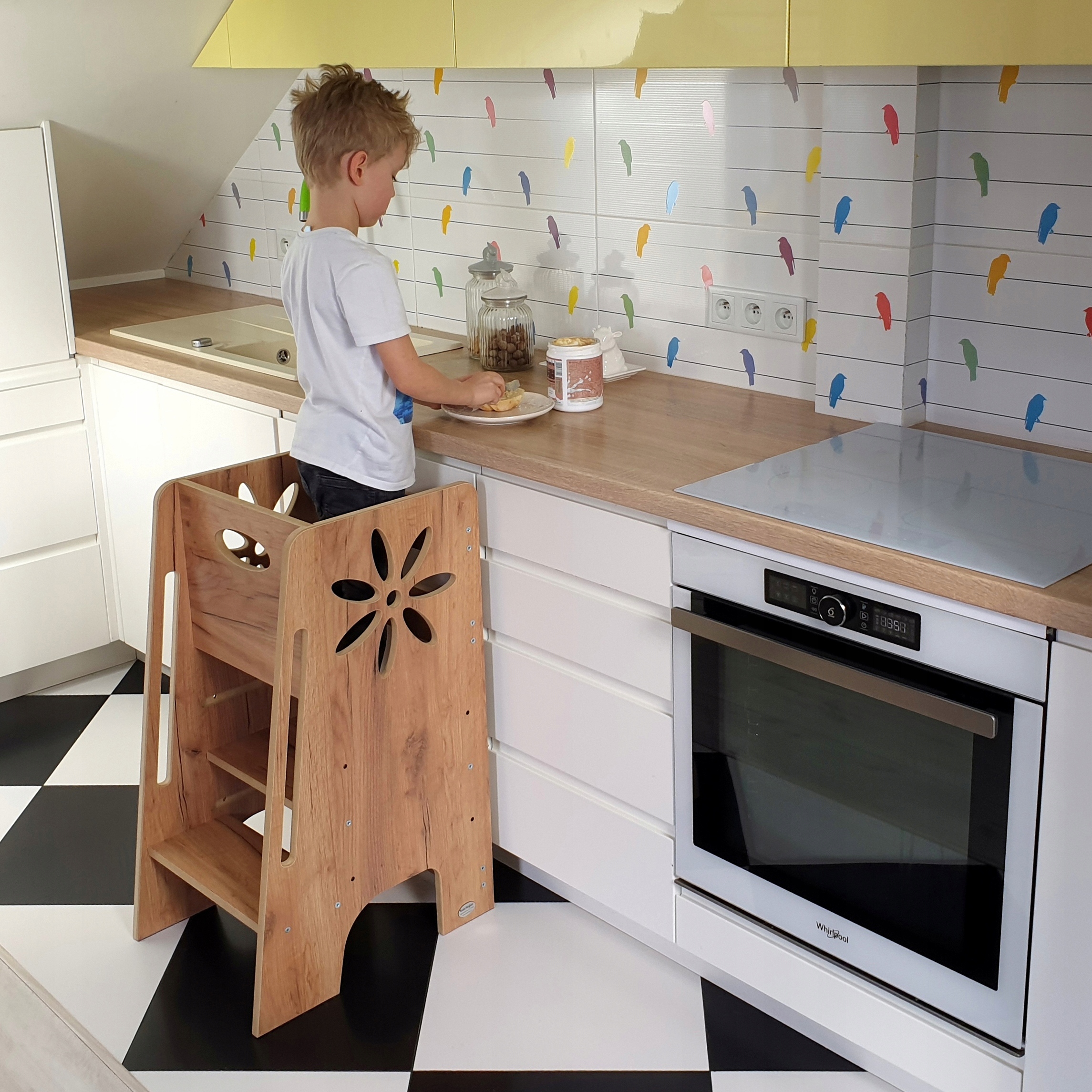 Kids Helper Kitchen Helper ąžuolinis virtuvės pagalbininkas KH-350