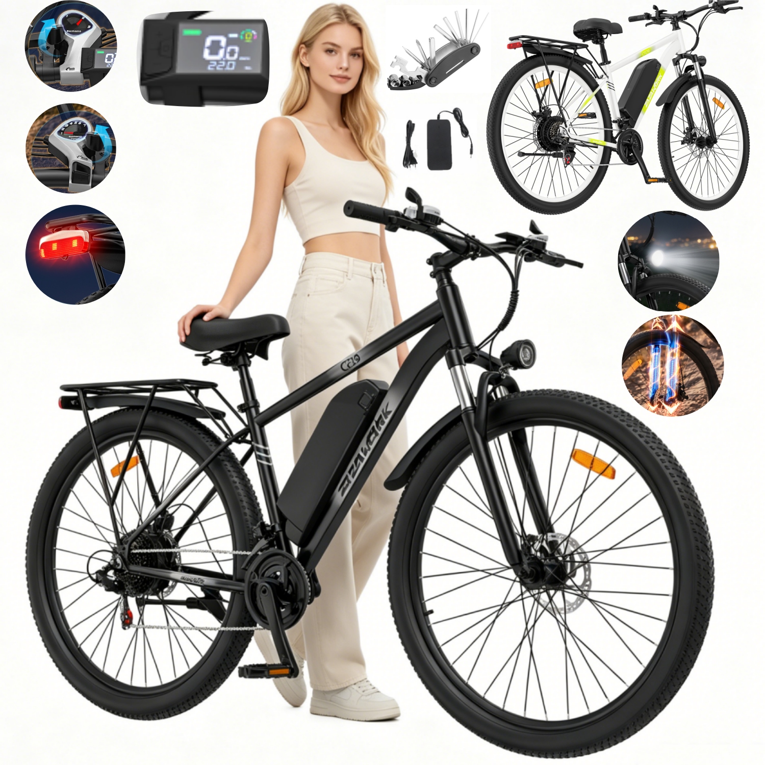 Vyriškas/moteriškas elektrinis dviratis ZAZAWORK CF29 250W 36V 15AH 100KM 29" MTB