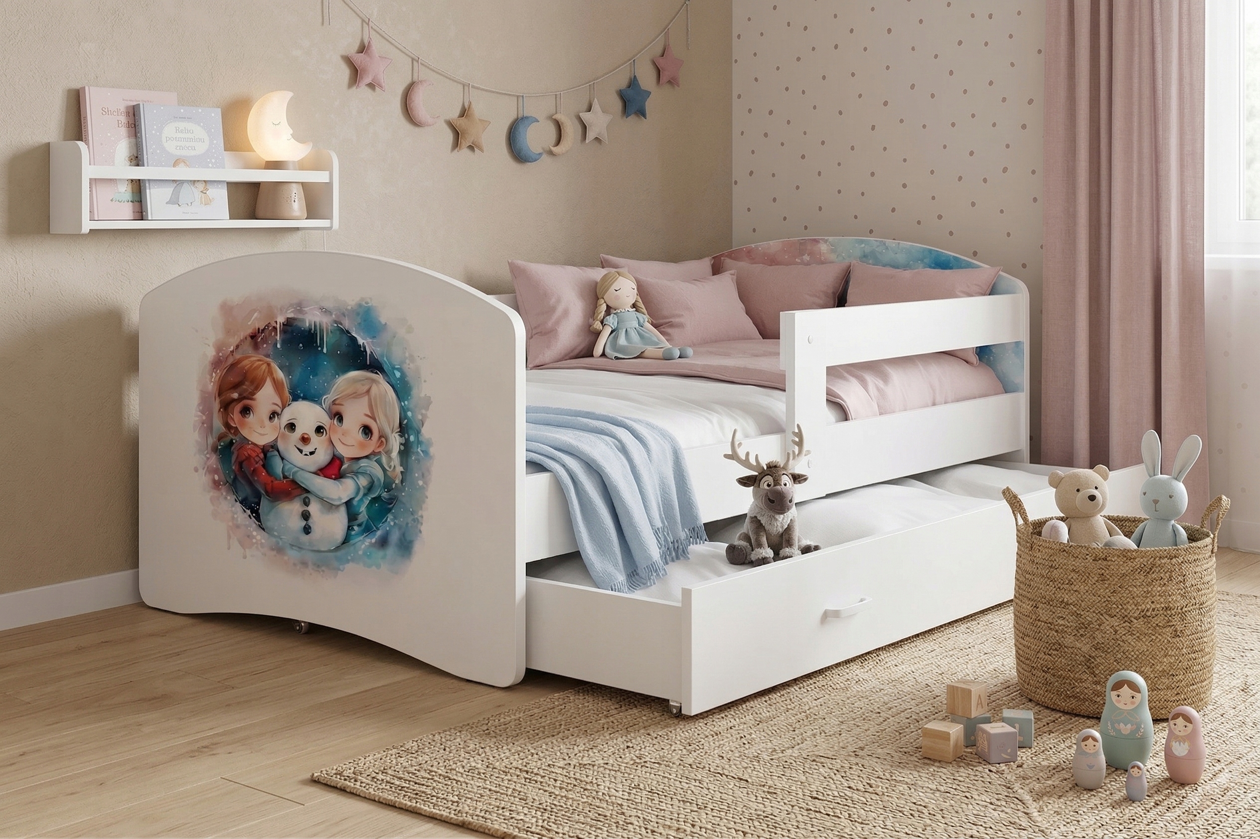 AJKmeble łóżko 180x90 z szufladą i materacem