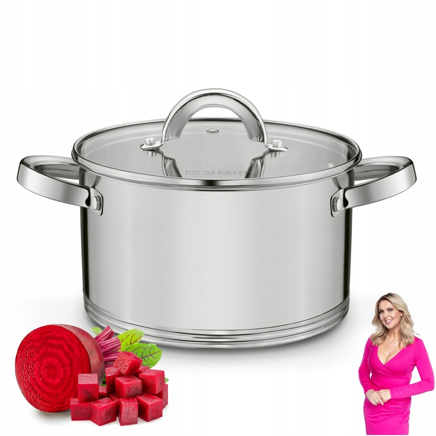 PUODAS indukcinis dangtis NERŪDIJANČIO PLIENO Konighoffer Petra 3,6 l 20cm