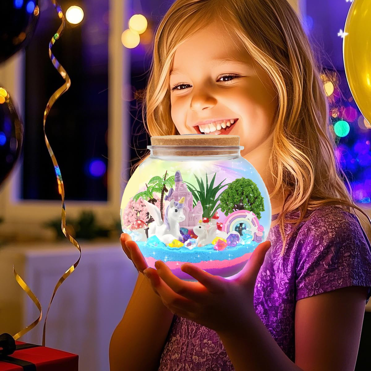 MAGIŠKAS VIENRAGIS TERARIUMAS SU LED LEMPUTA DOVANŲ RINKINYS MERGAITEI