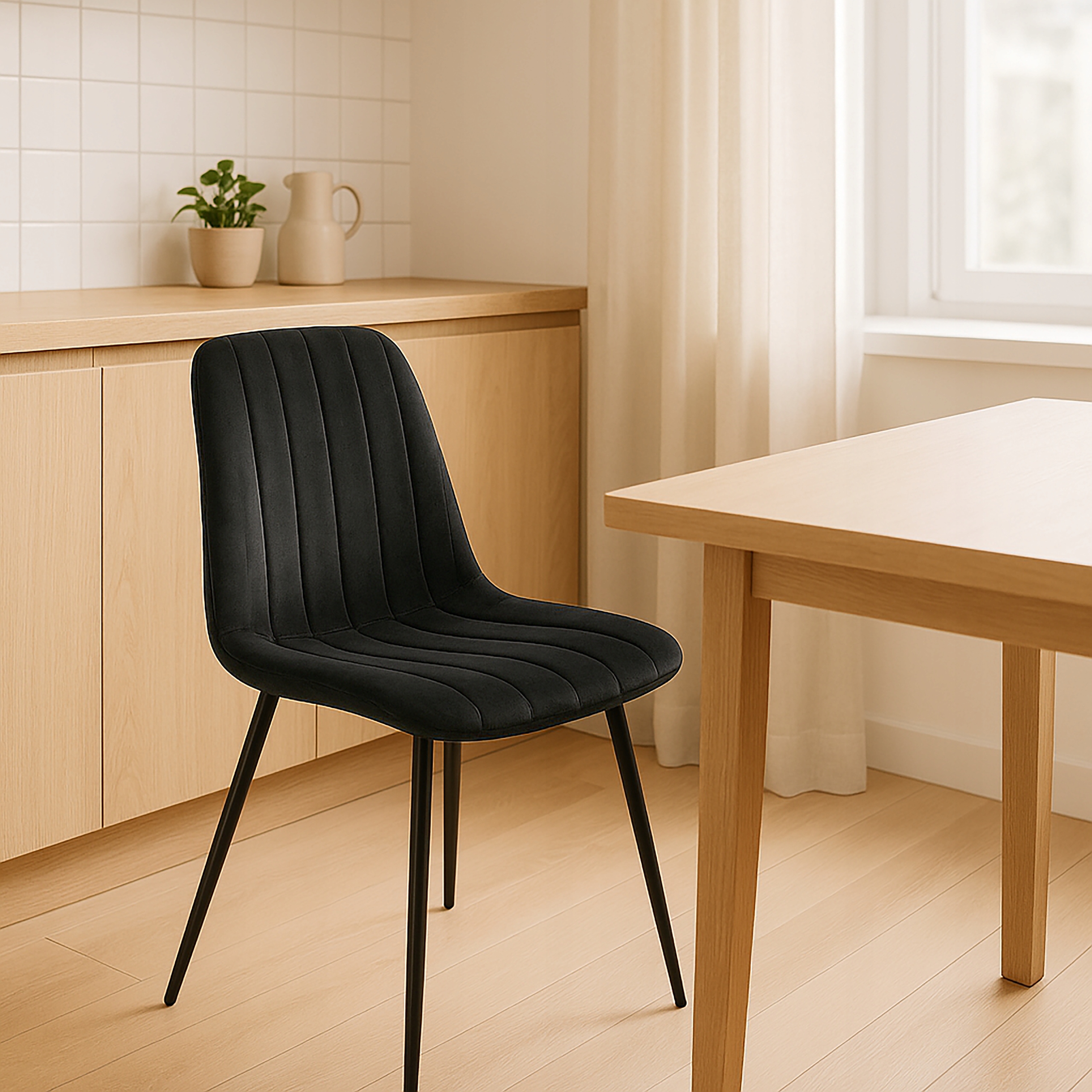 KĖDĖ VIRTUVĖ VALGOMAS SVETAINE MINŠTAS VELIURAS VELVETAS NOVA KT112 JUODAS