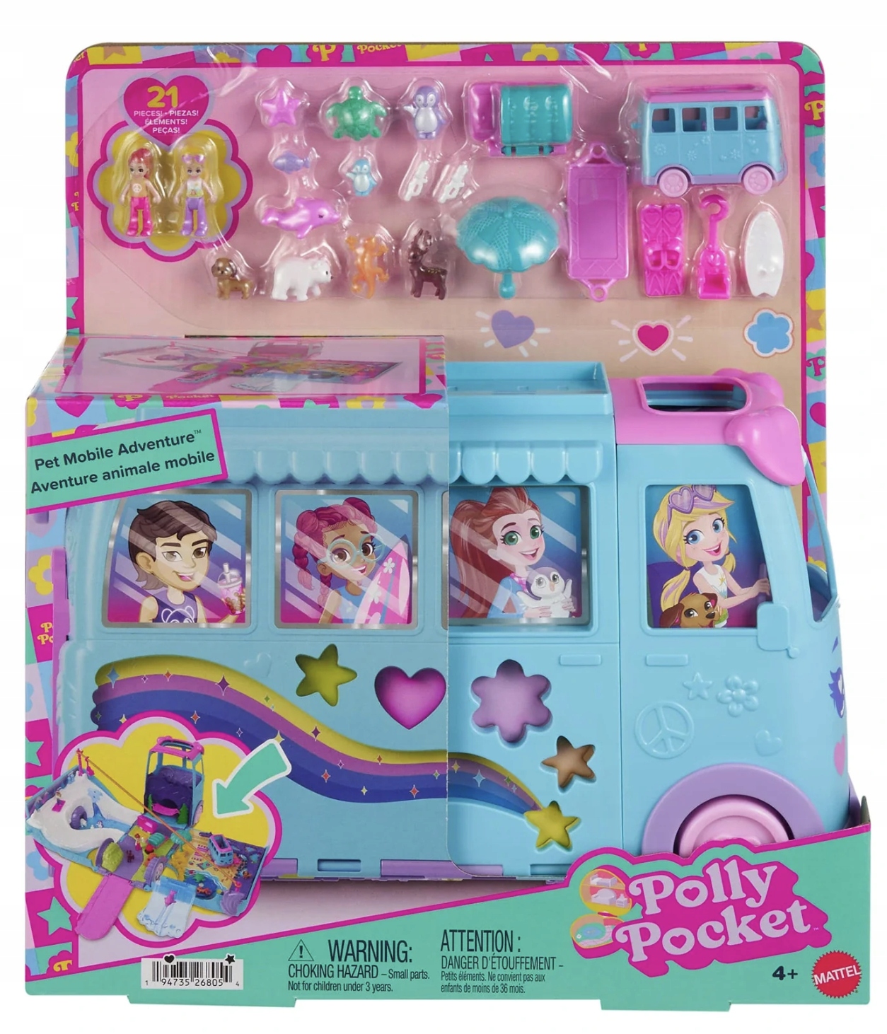 Polly Pocket transformuojantis kemperas su 2 figūromis