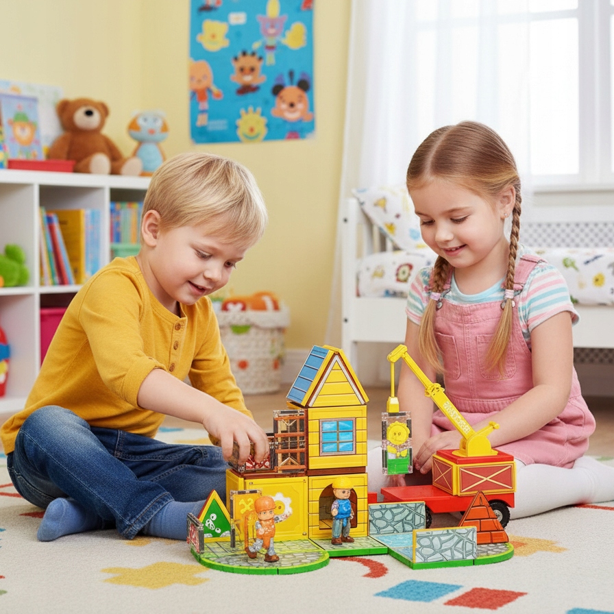 MAGNETINIŲ KONSTRUKCIJŲ UGDYMO KLUKULIŲ RINKINYS 45 EL, DIDELIS 3D DOVANA