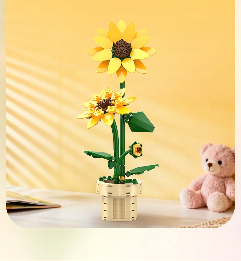 CaDA Floral Art Saulėgrąžų gėlė vazone 187el 59030 statybiniai blokeliai