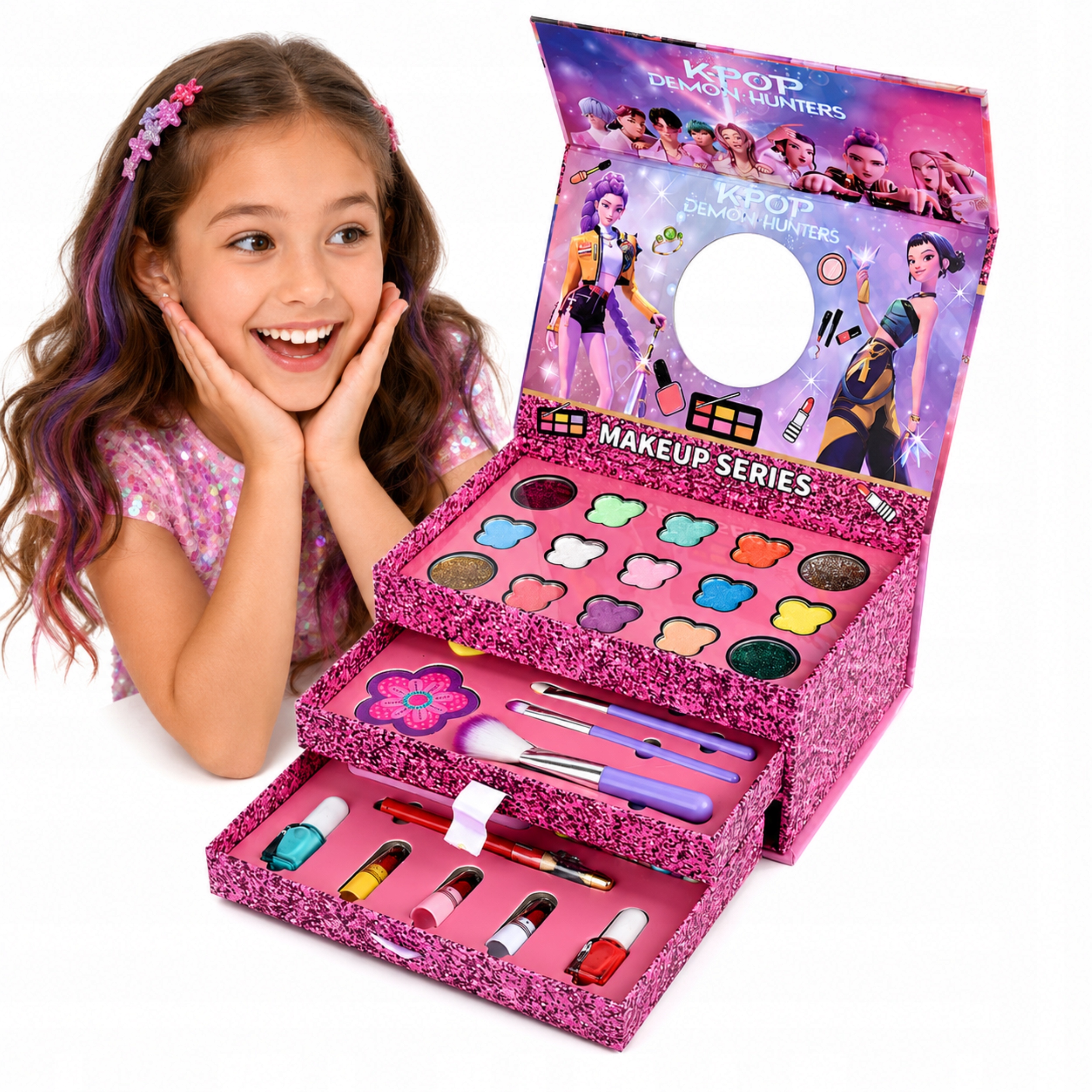 MAKIAŽO RINKINYS VAIKAMS, XXL BOX K-POP DEMON HUNTERS MAKEUP SERIES