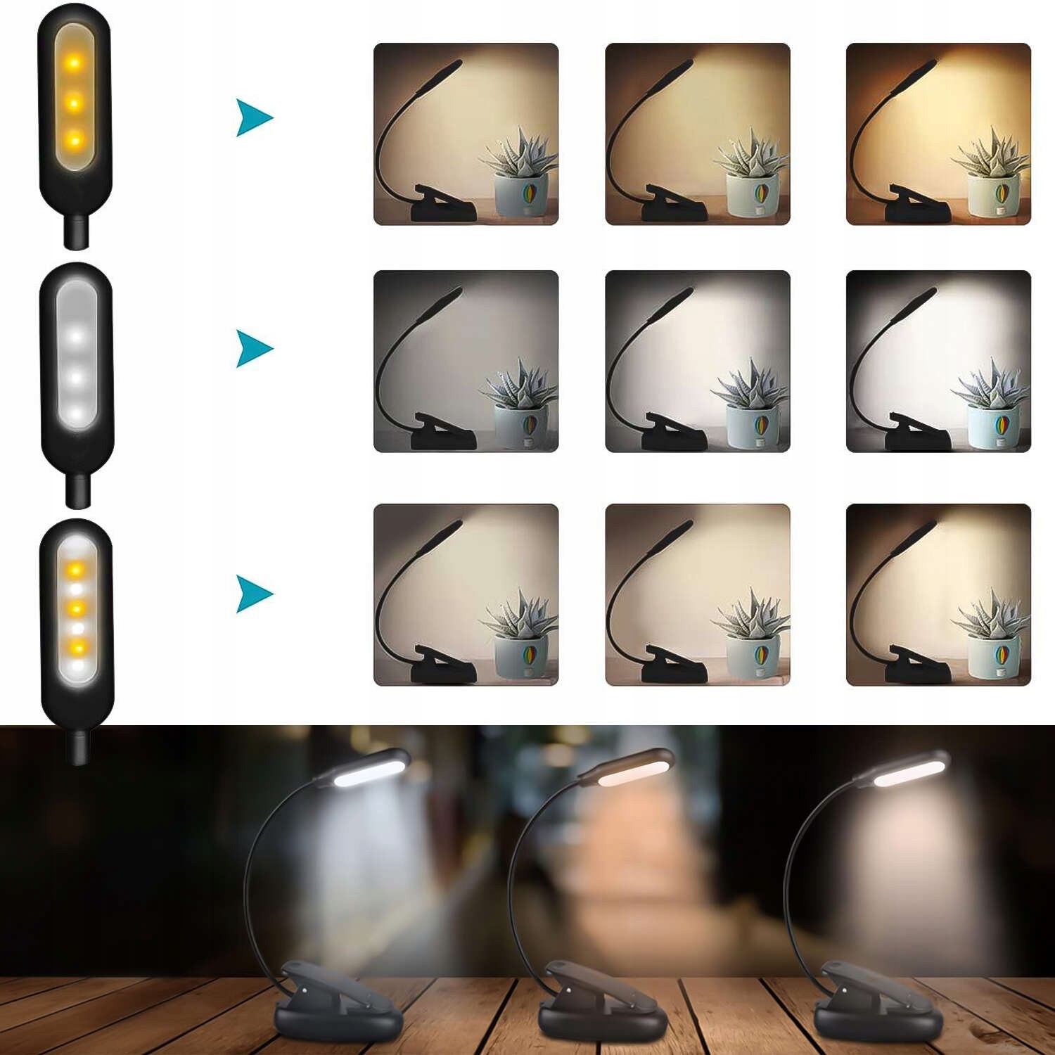 LED mokyklinio stalo lempa vaikams skaitymui, tvirtai reguliuojama segtuku