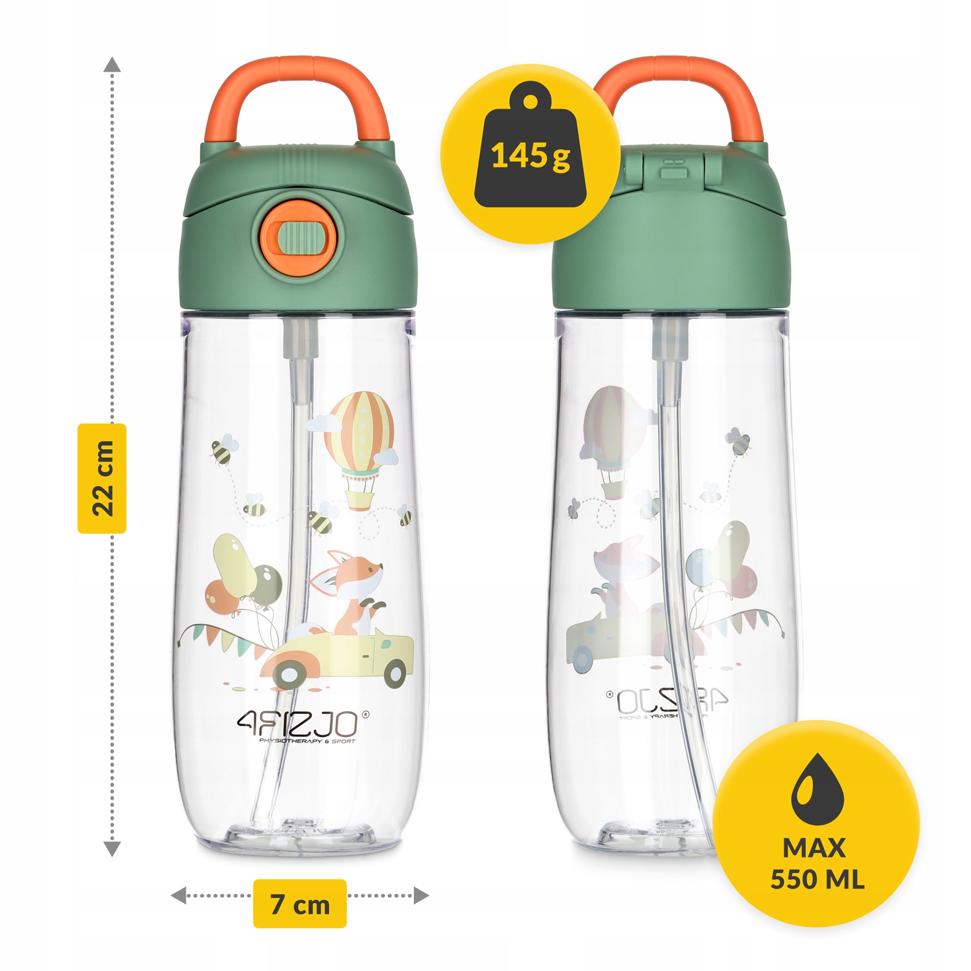 VANDENS BUTELIS VAIKŲ BUTELIŲ GĖRIMAS MOKYKLUI TRITAN SPORTS 550 ML