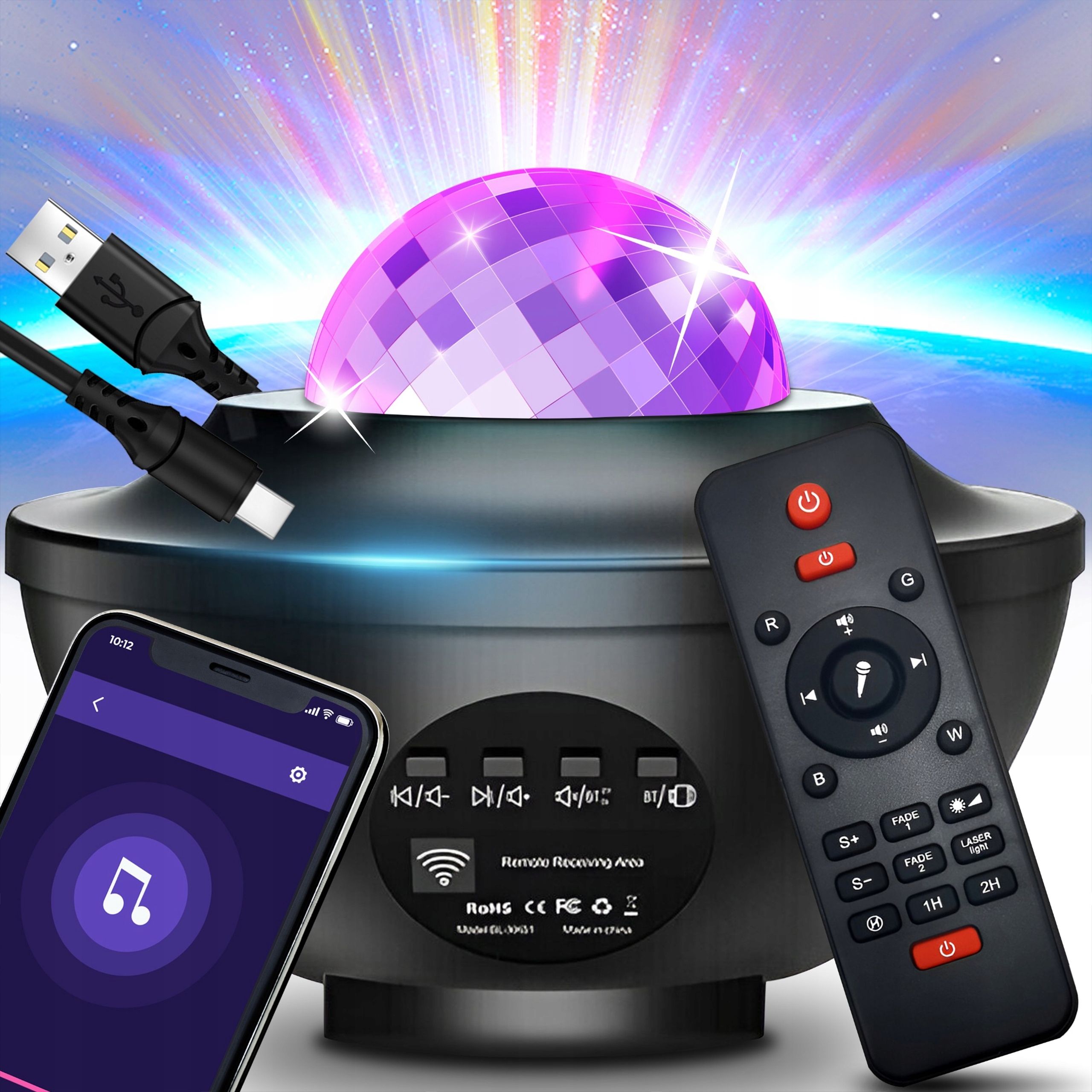 Xtech žvaigždžių projektor su LED lampute ir Bluetooth
