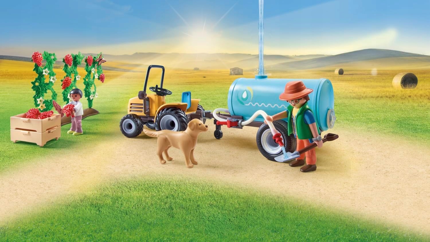 PLAYMOBIL 71442 Country Blocks Traktorius su priekaba ir vandens baku