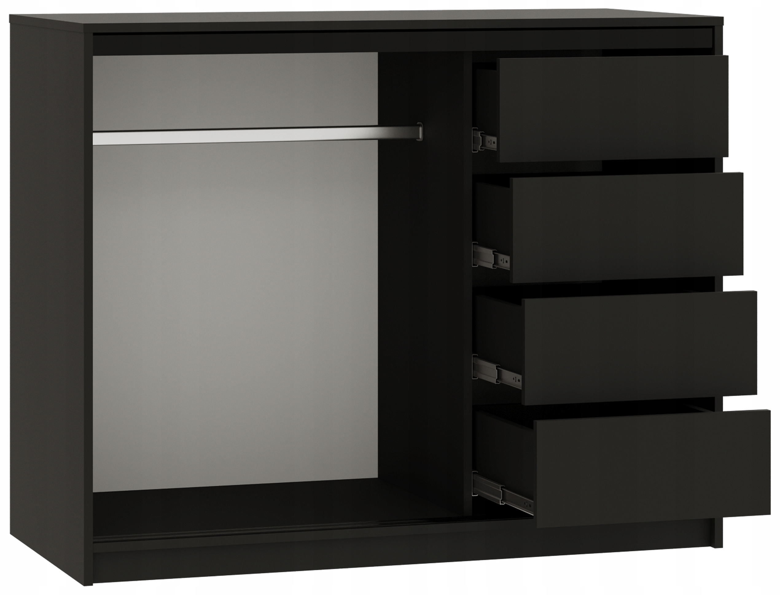 BroMarKT 120cm loft komoda su stalčiais ir strypu