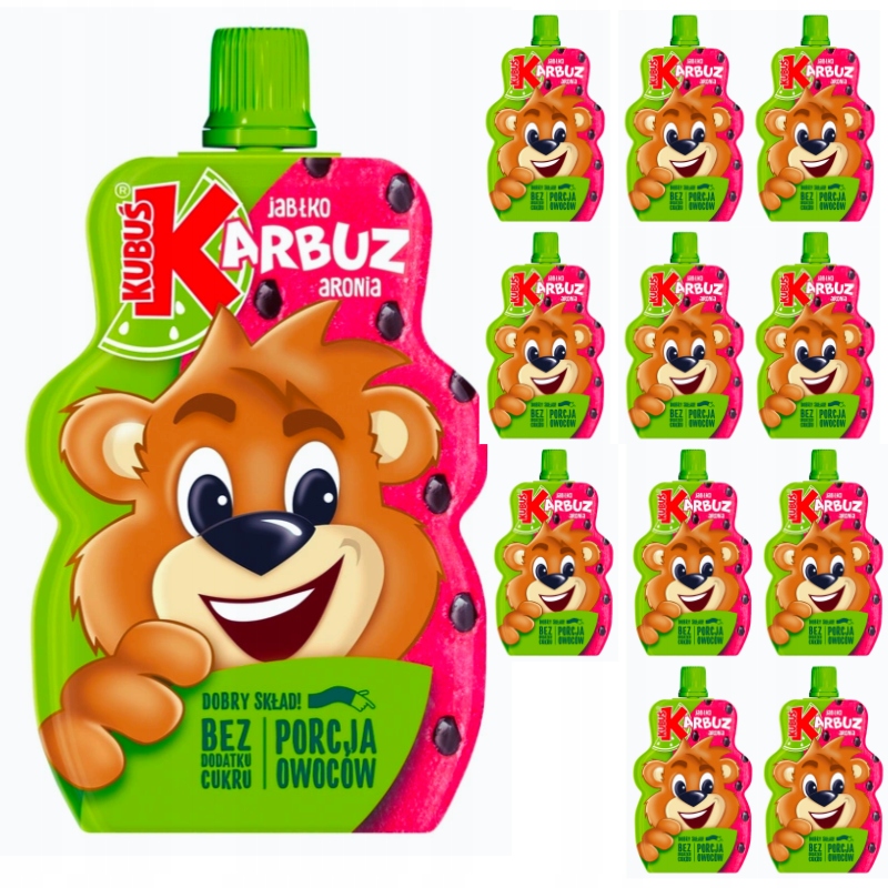 Kubuś mus 100% obuolys arbūzas aronija 12x100g