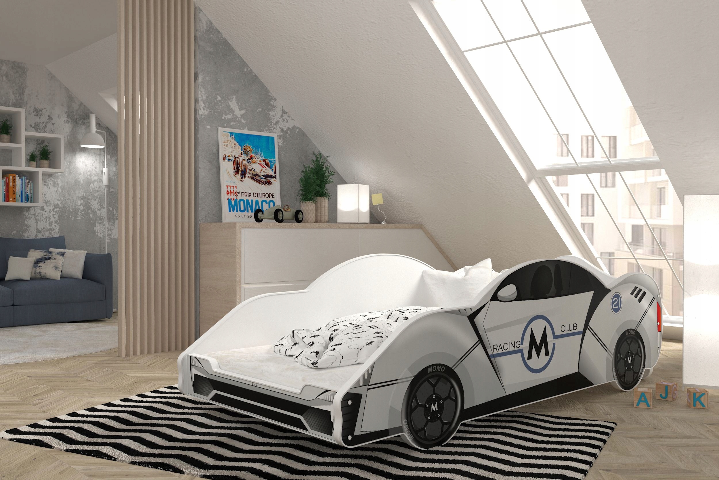 AJKmeble automobilio lova 180x90 su čiužiniu