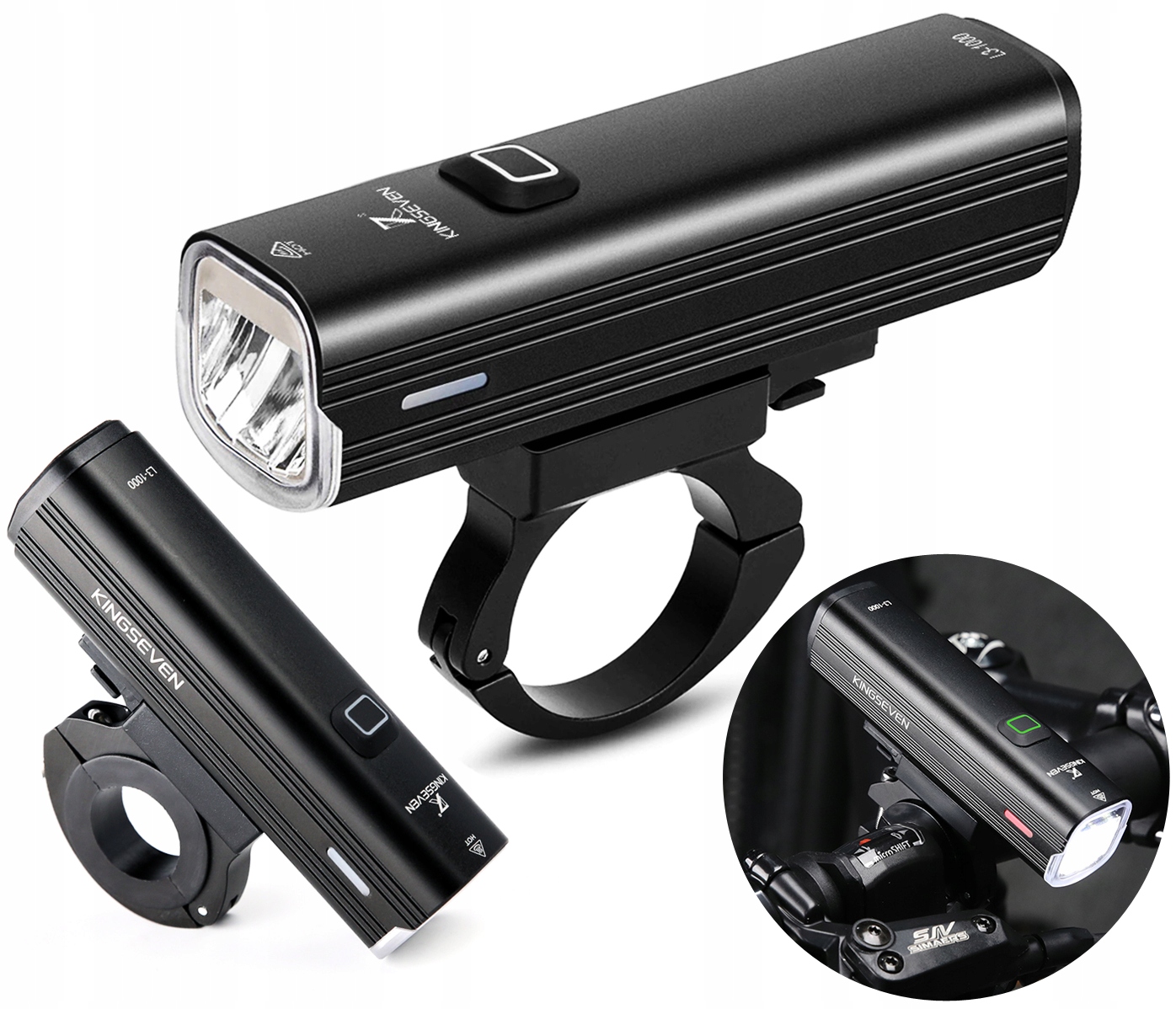 KINGSEVEN stipri LED dviračio žibintė 1000lm 4800mAh
