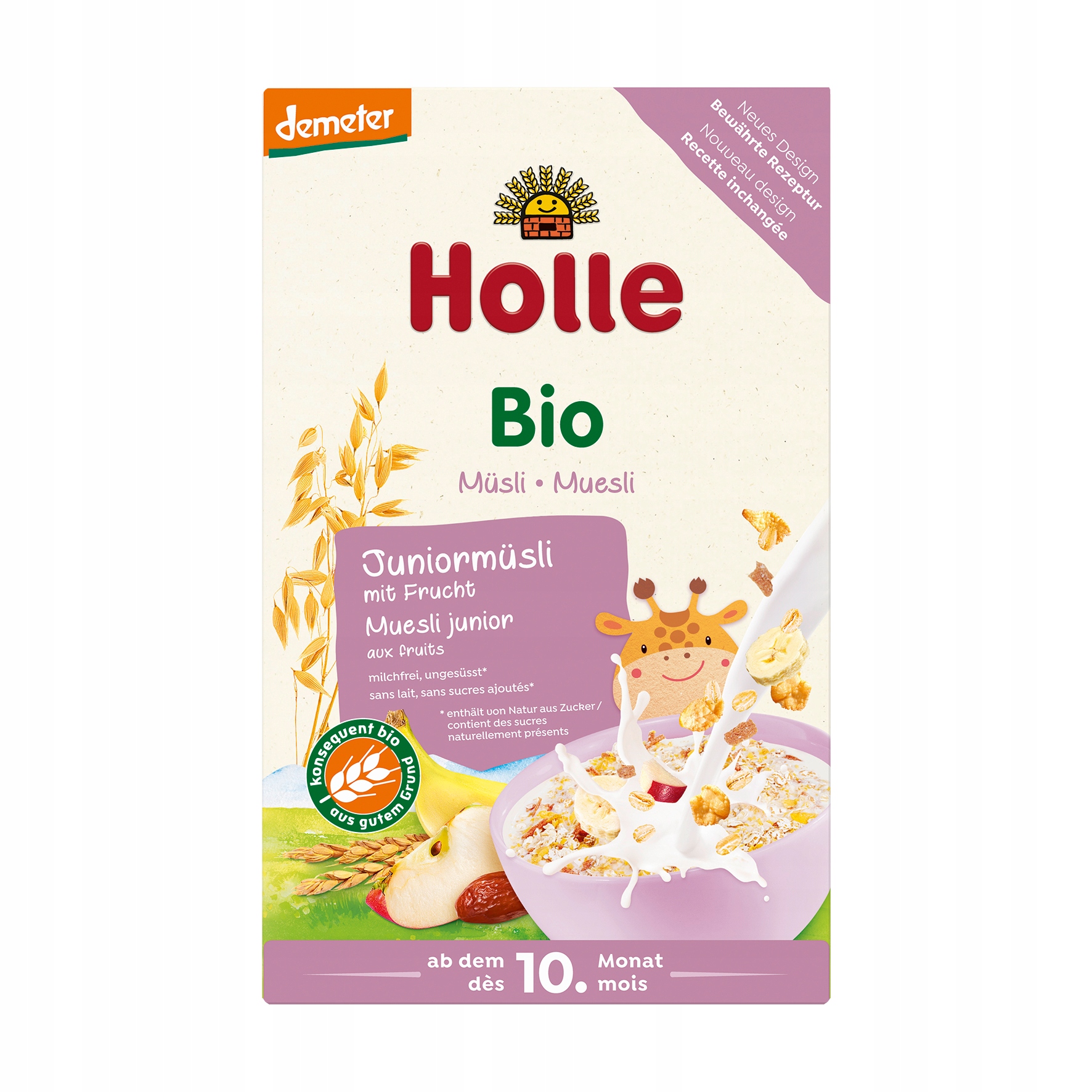 Holle Junior Multigrain muslis su vaisiais po 10 mėnesio, 250g