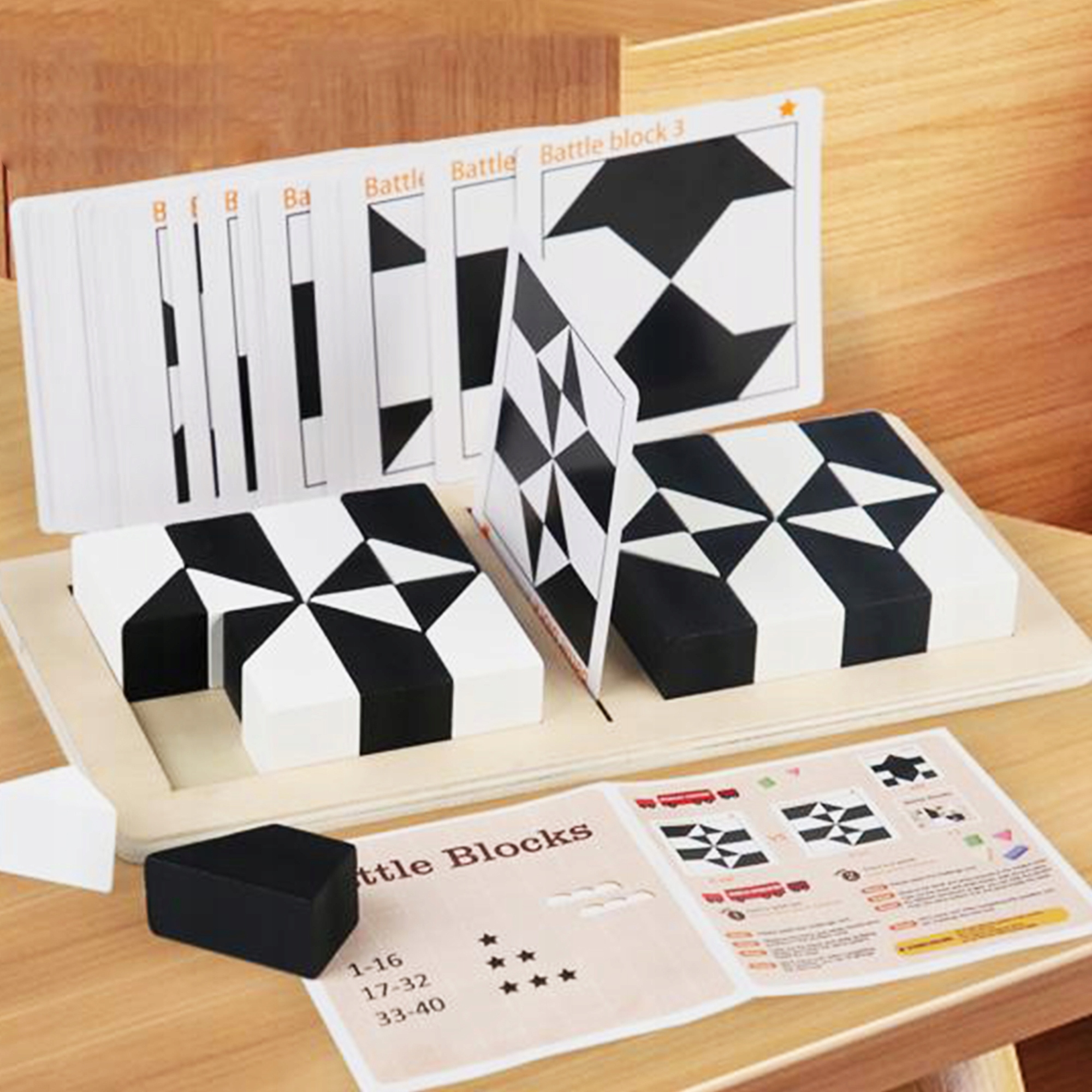 Geometriniai mediniai konstruktyvieji blokeliai Montessori