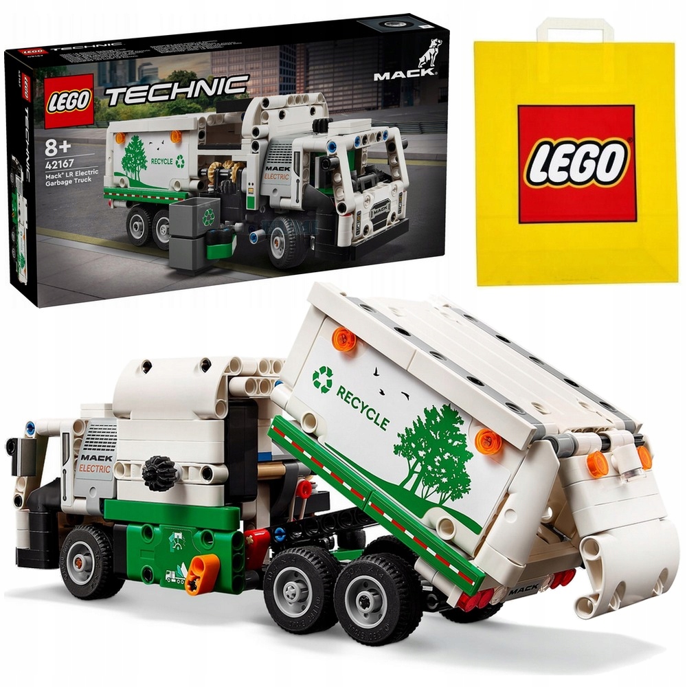 LEGO 42167 TECHNICS ELEKTRINIS Sunkvežimis MACK ŠIUČIŲ VEŽIMAS + DOVANŲ KREPŠĖ
