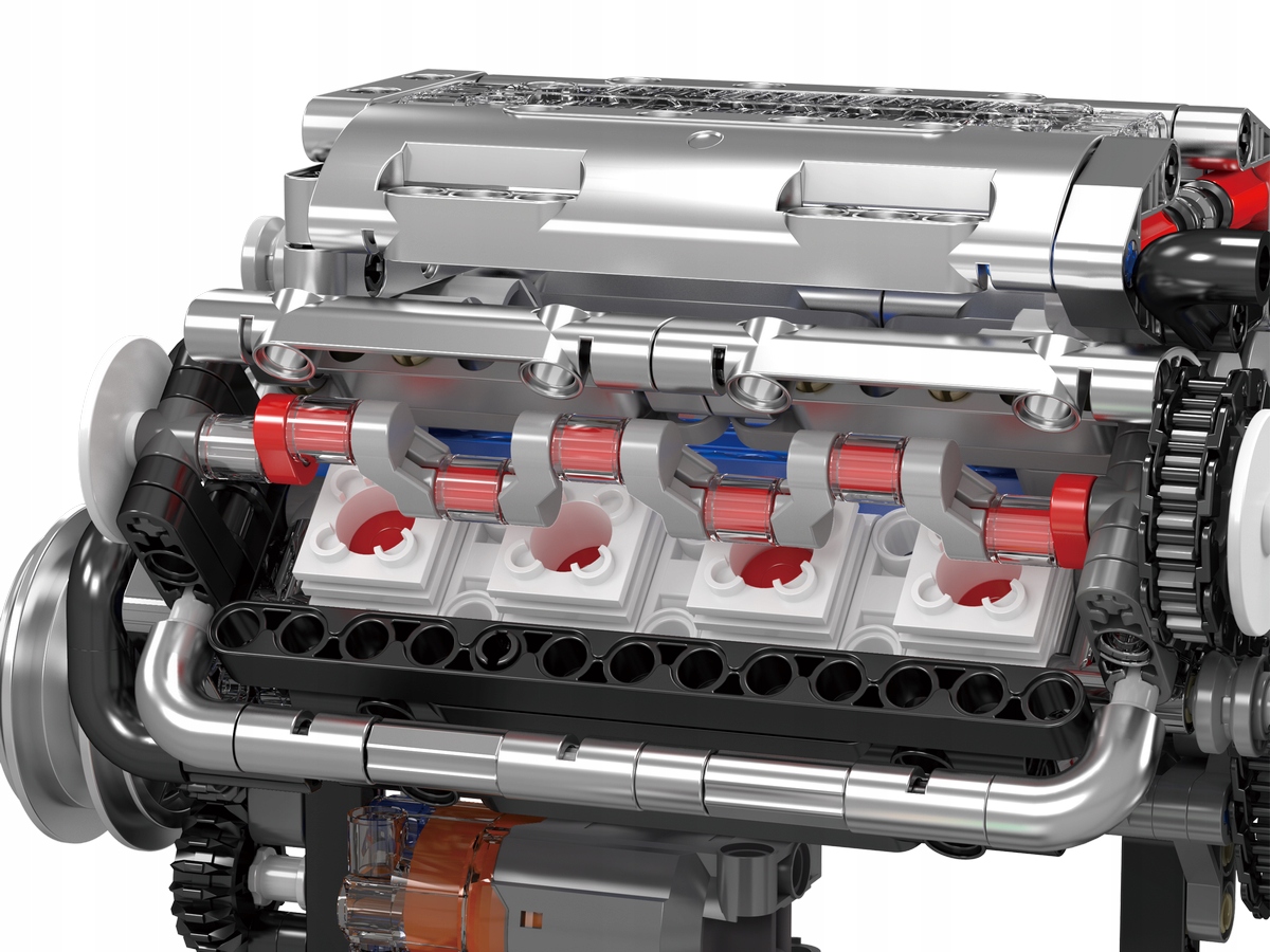 Blocks Mold King 10088 natūraliai įsiurbiamo V8 variklio techninės konstrukcijos modelis