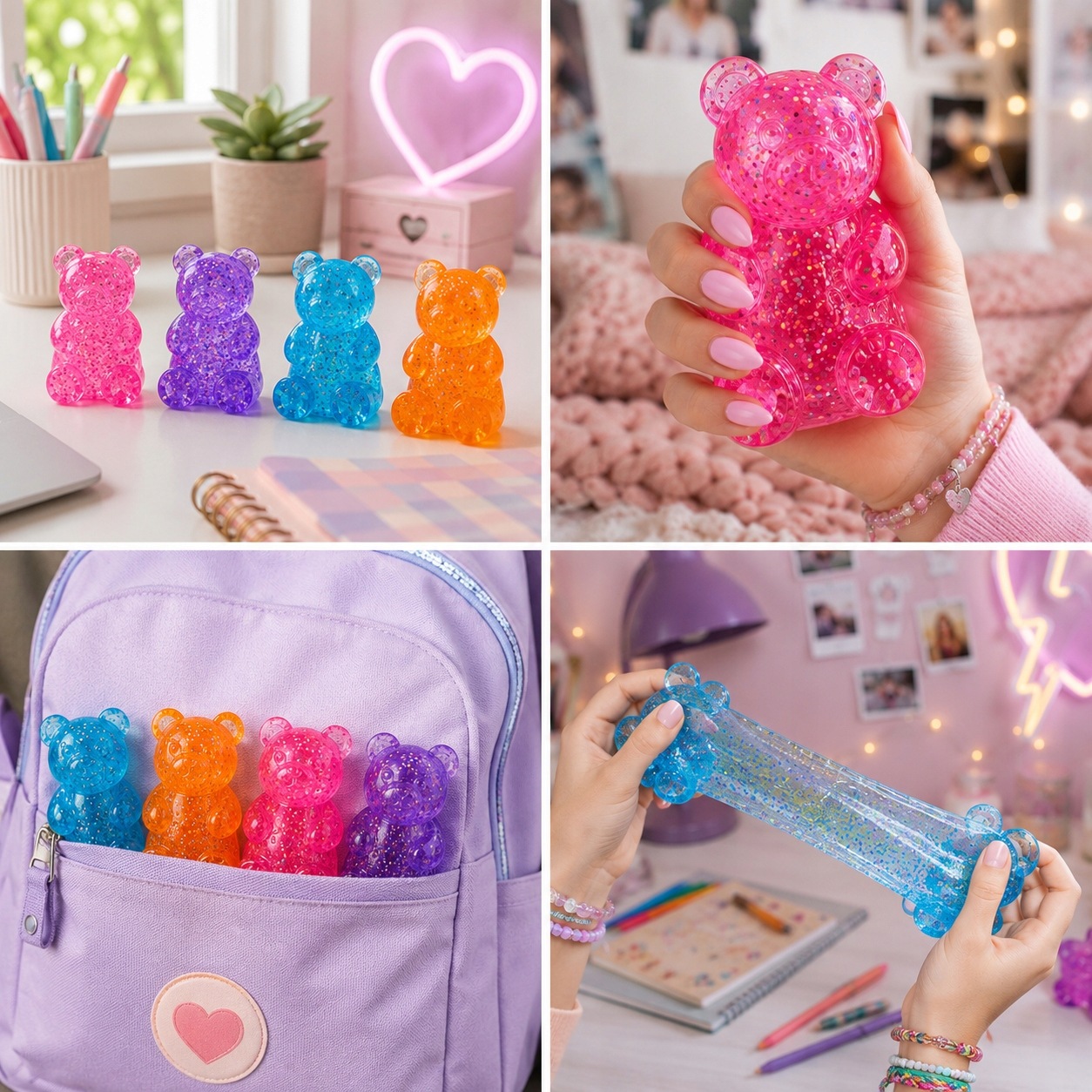 GNIOTEK SENSORY BEAR ANTISTRESS iš TikTok SQUISHY blizgančio žaislo
