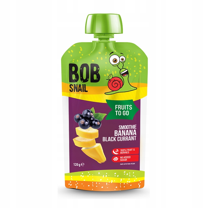 SNAIL Bob Snail FRUIT MOUSSE kokteilis bananų-juodųjų serbentų 120g SNACK