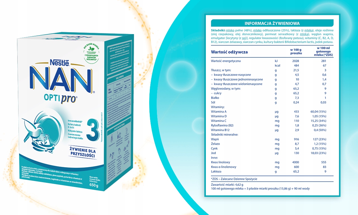 Nestlé Nan Optipro 3 pieno formulė 3 x 650 g