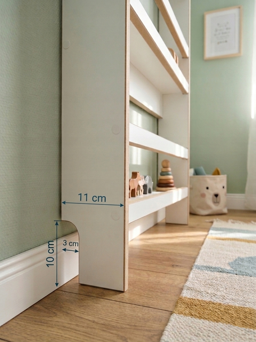 Montessori knygų lentyna vaikams plonas tarpduriui