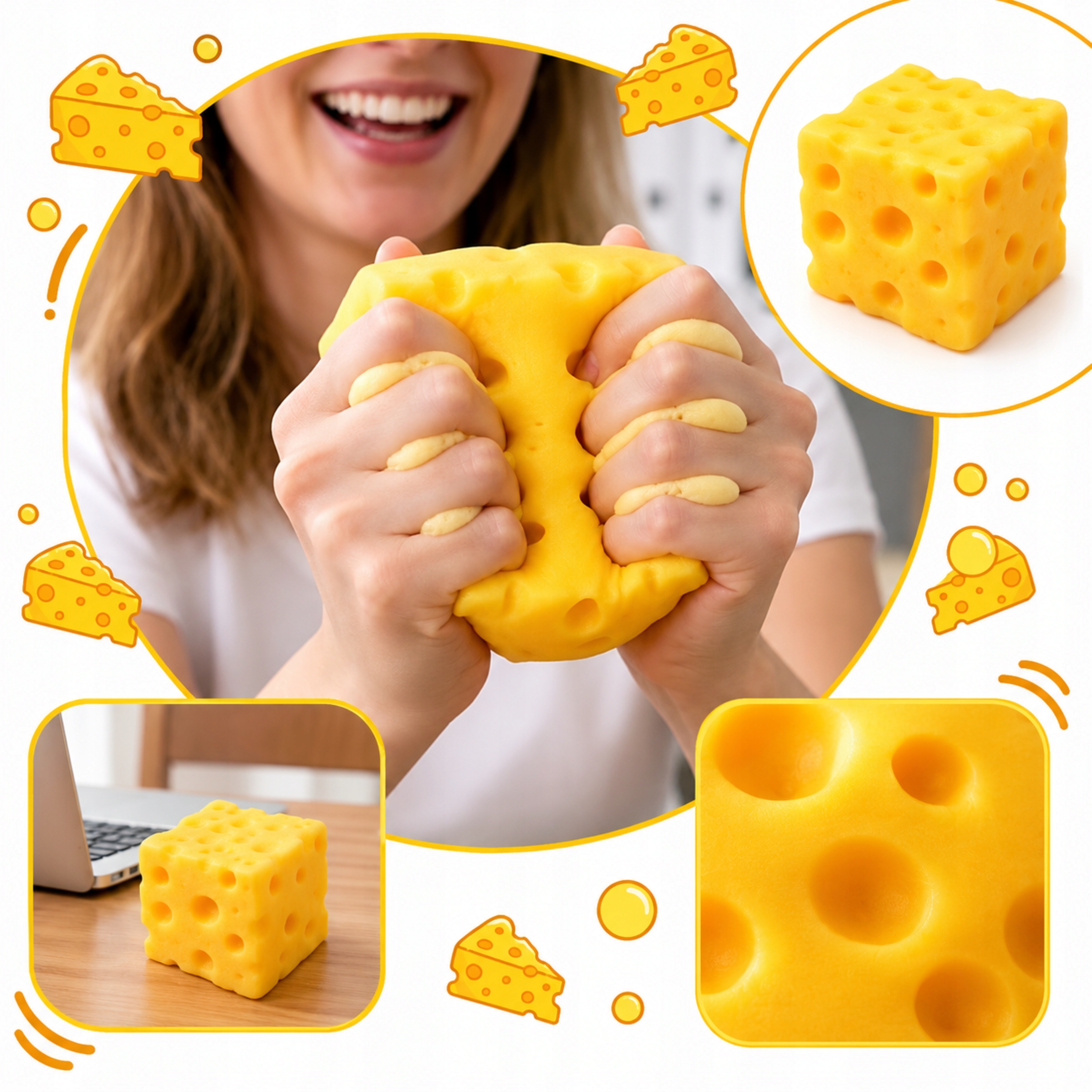 Drobiazgarnia XXL antistresinis sūrio gniotek squishy
