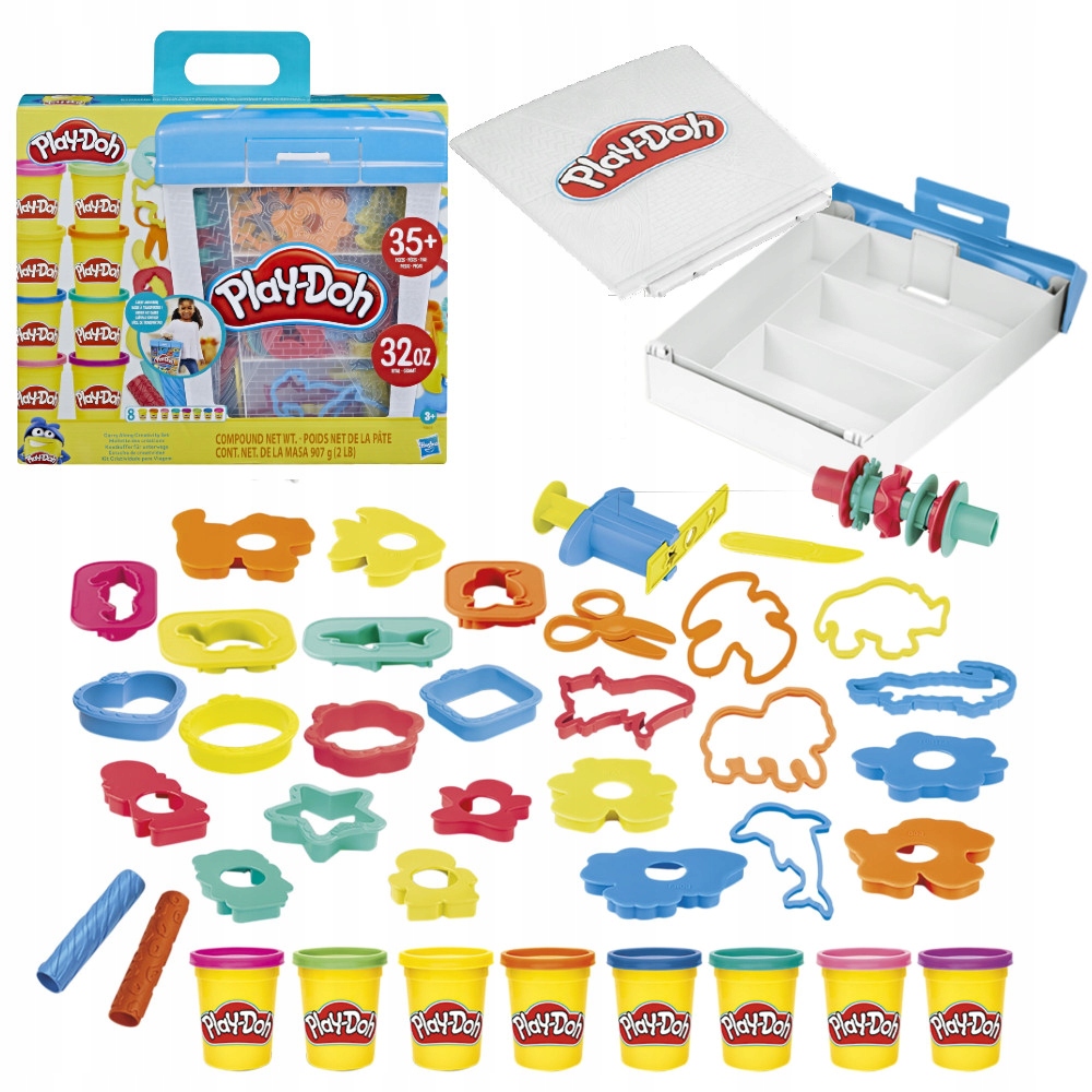 Hasbro Play-Doh 8 dėžutės 35 priedai lagaminas