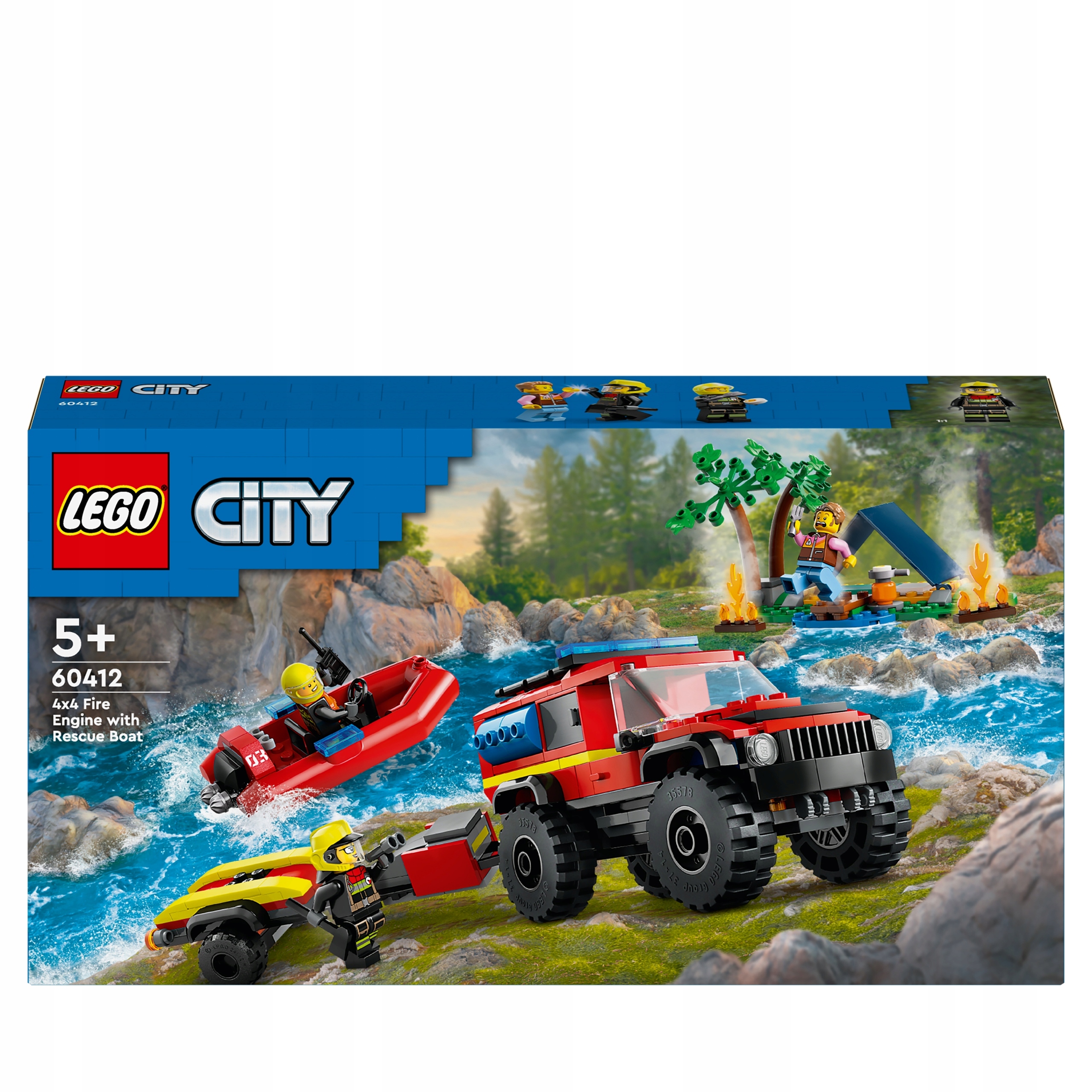 LEGO City 60412 gaisrinė mašina 4x4 ir gelbėjimo valtis