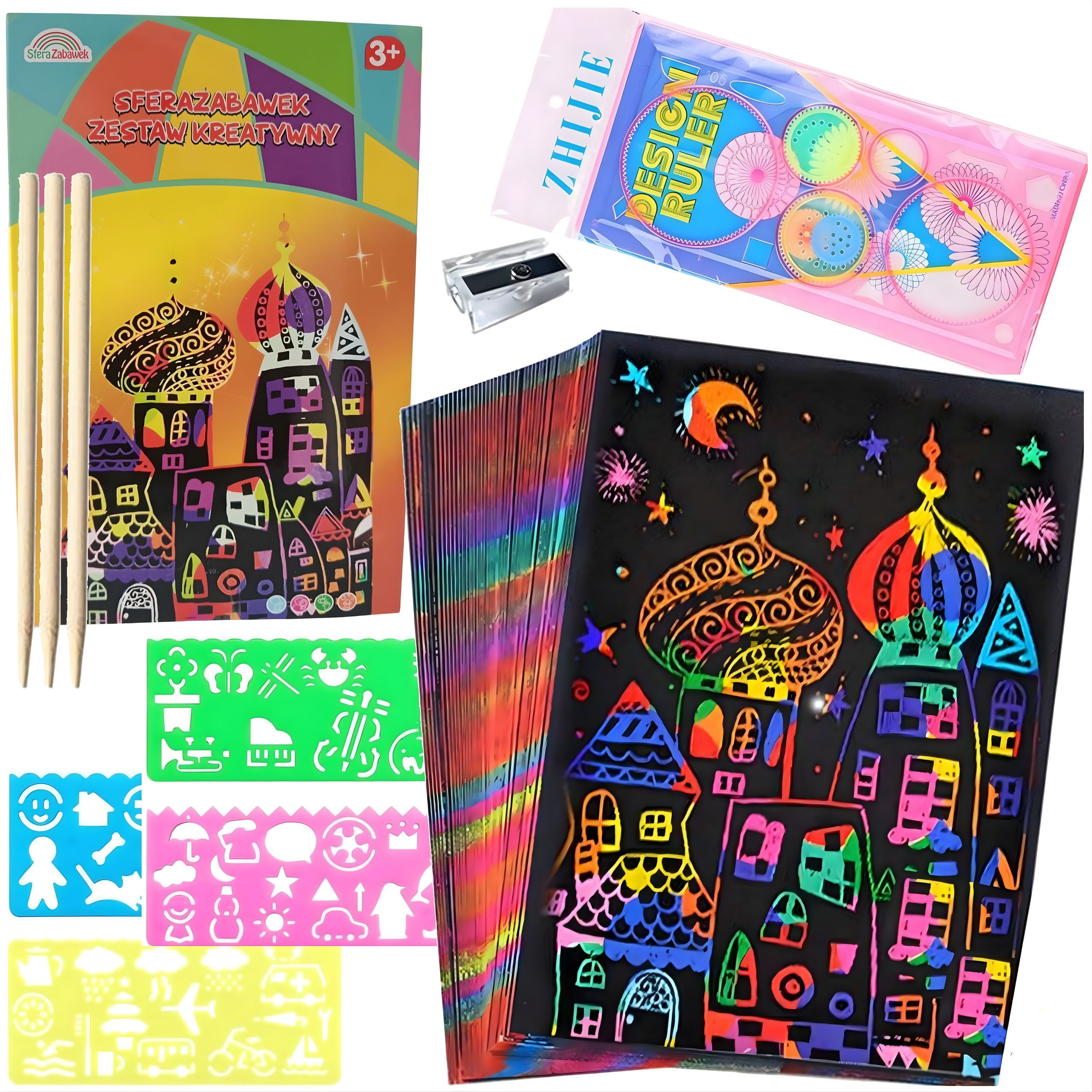 Sferazabawek Magiczne kartki - zdrapywanka tęczowa A5