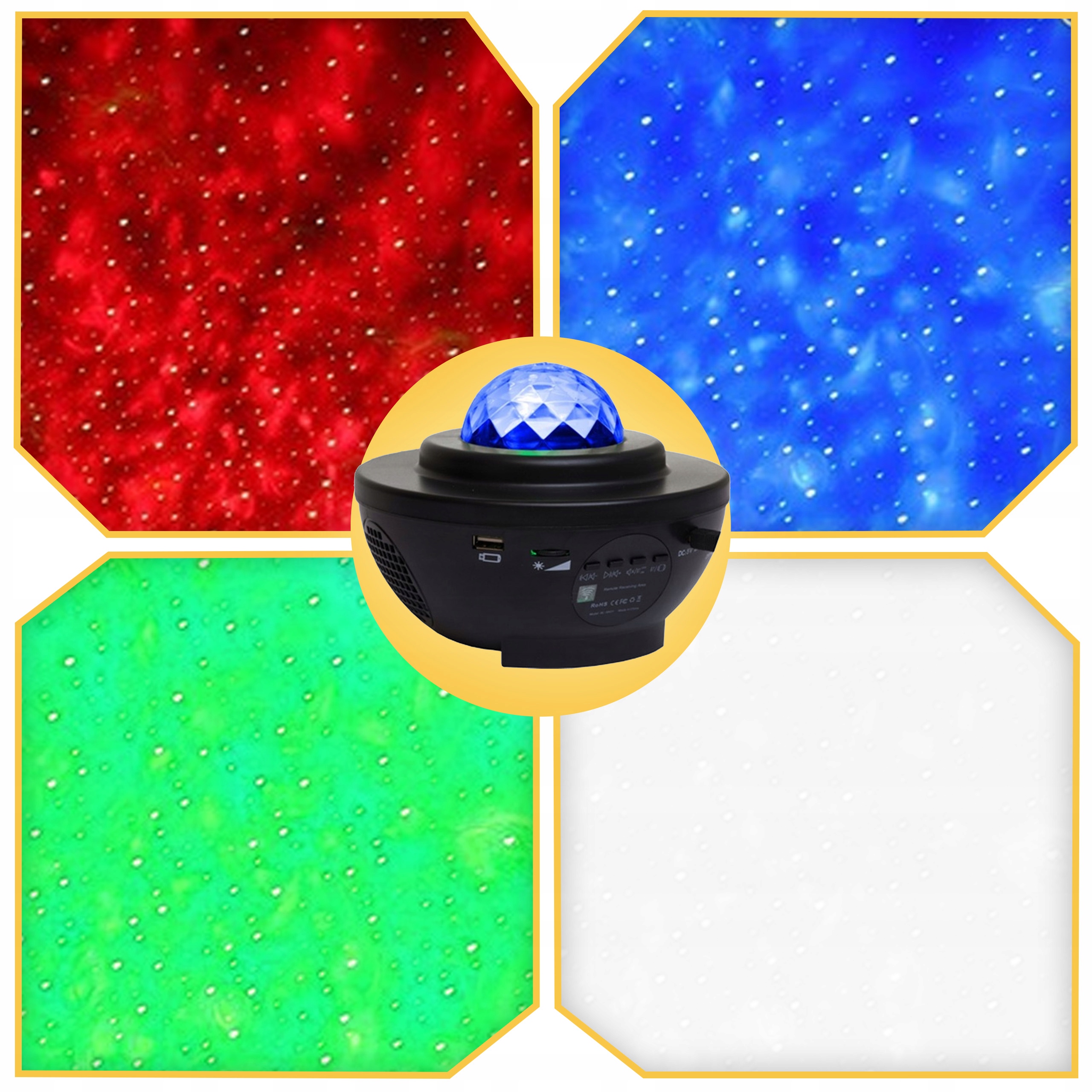 STARS PROJECTOR SKY PROJECTOR LED NAKTINIS LAMP BLUETOOTH GALBARIASIS + NUOTOLINIO PULTAS