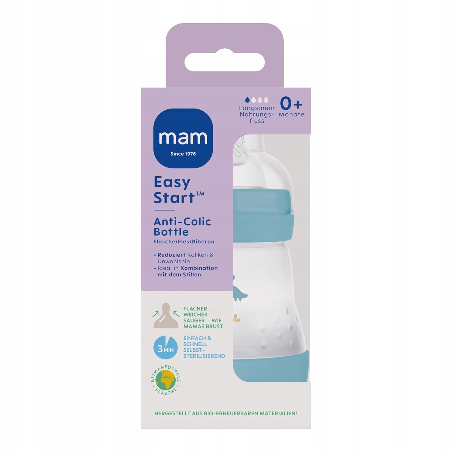 Mam anti colic butelka 160 ml nuo 0+ su laisvu srautu