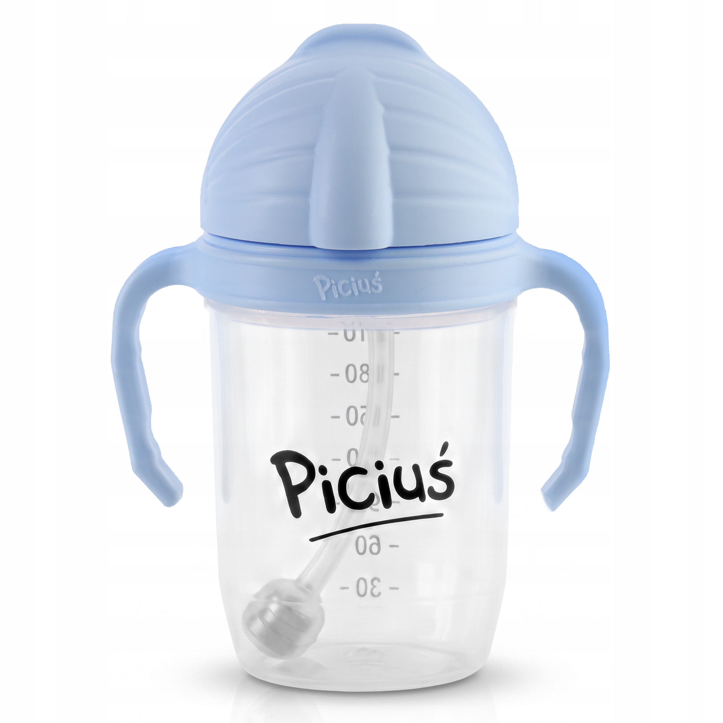 Piciuś Sippy buteliukas vaikams su pasvertu šiaudeliu 240 ml 6m+ BLUE
